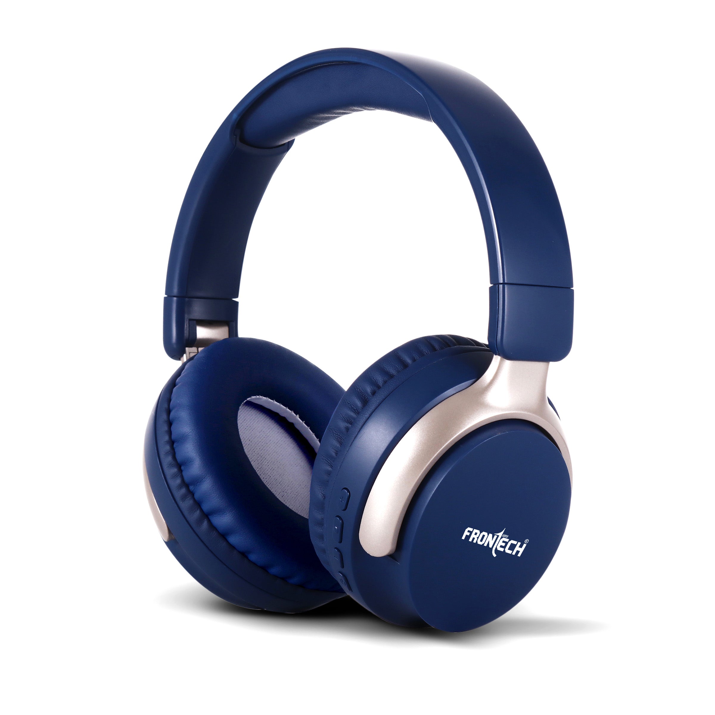 FRONTECH QHP-370 Wireless Headphones: 36HRS Playtime, 40mm Drivers, Dual Mode (BT 5.1 & AUX) - Deep Blue. (EF-0078)