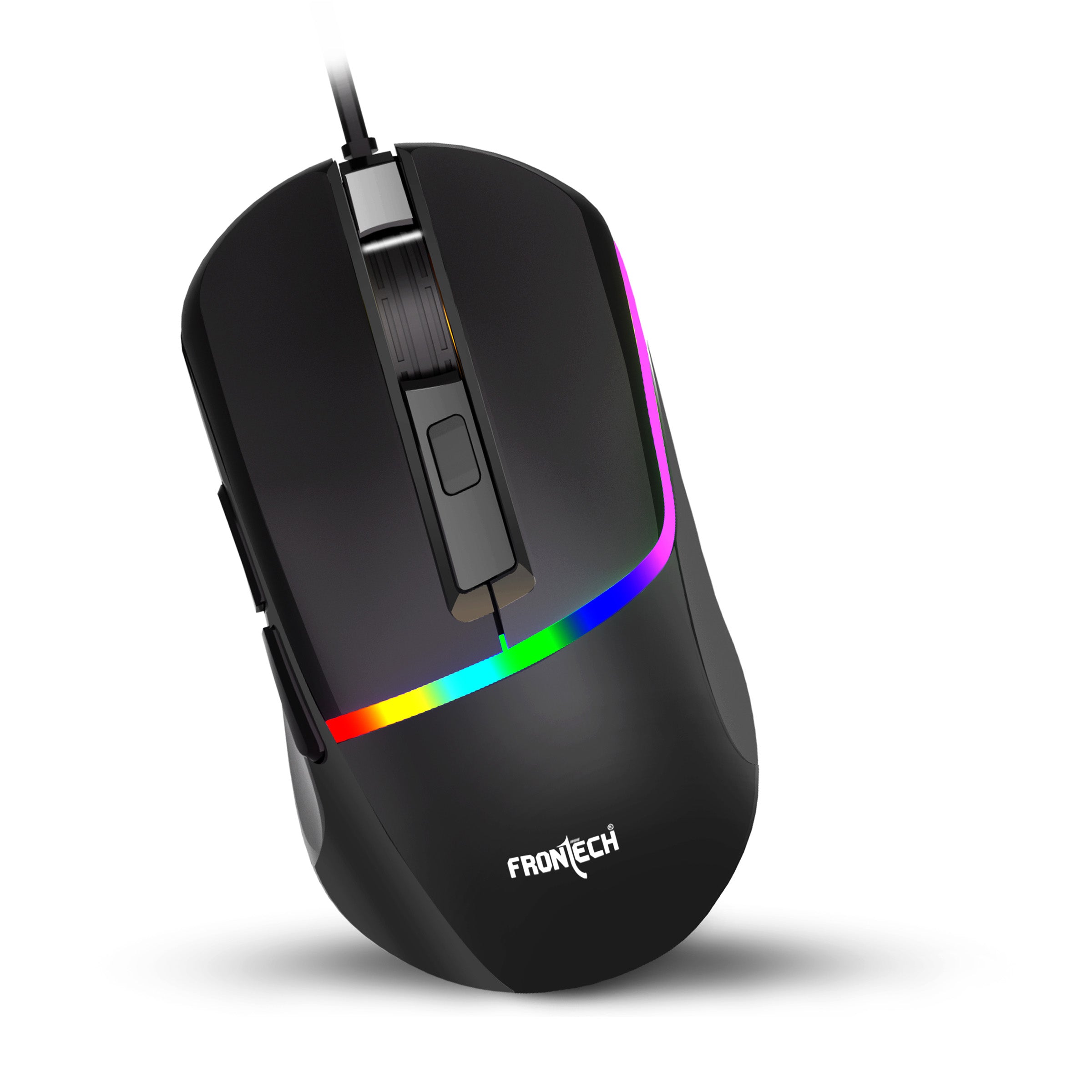 Frontech G902 - AuraGlow Ergonomic Gaming Mouse | 7200 DPI | 6-Button Control | Silent Click | 1.5M Braided Cable. (MS-0104)