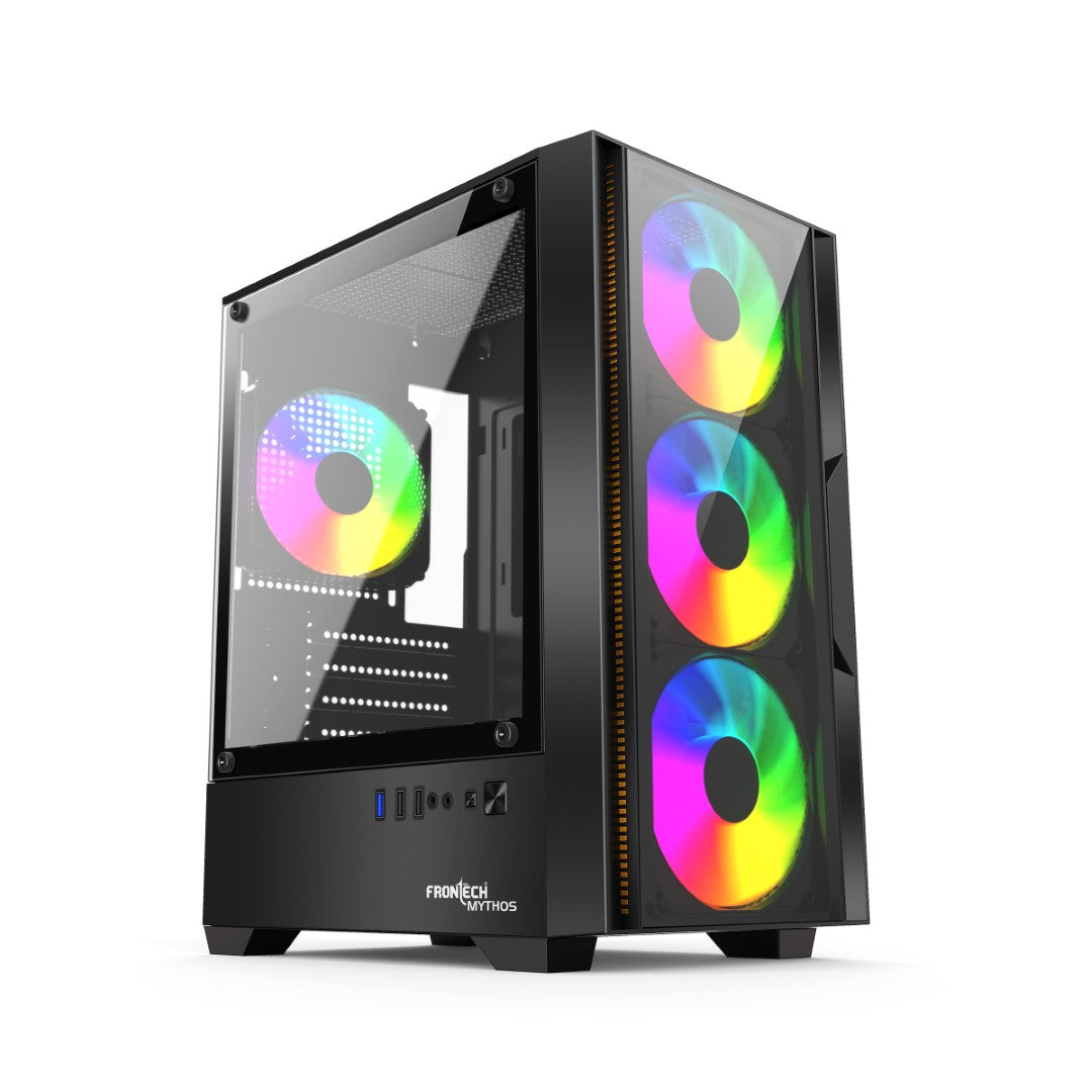 Gaming PC Cabinet | 4 x 120mm LED Fans, Tempered Glass, USB 1.0 & 3.0 (FT-4347)