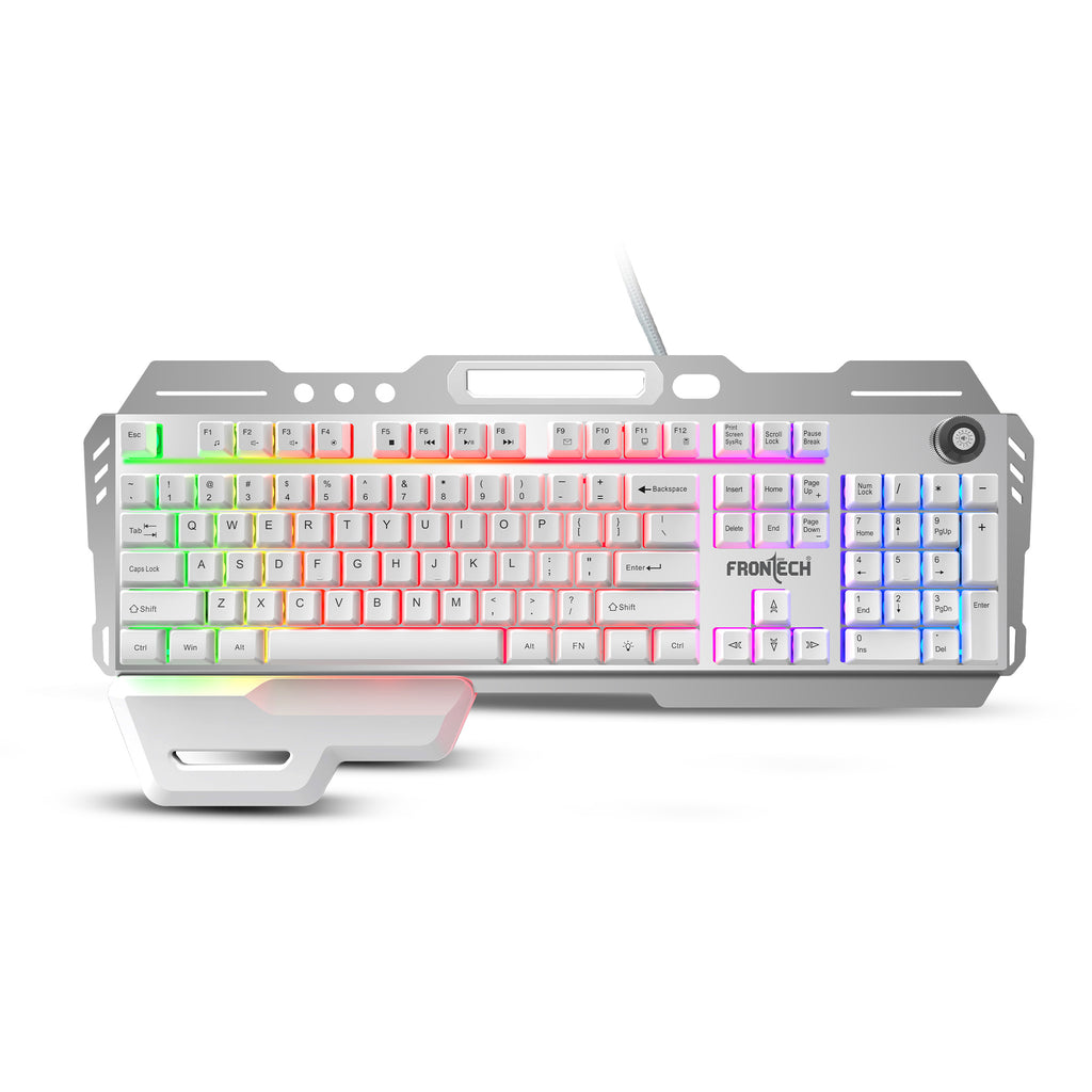 Frontech Wired RGB Backlight Gaming Keyboard| 104 Key Layout |19 Anti  Ghosting Key|Volume Control|USB Plug Braided cable|1 year  warranty