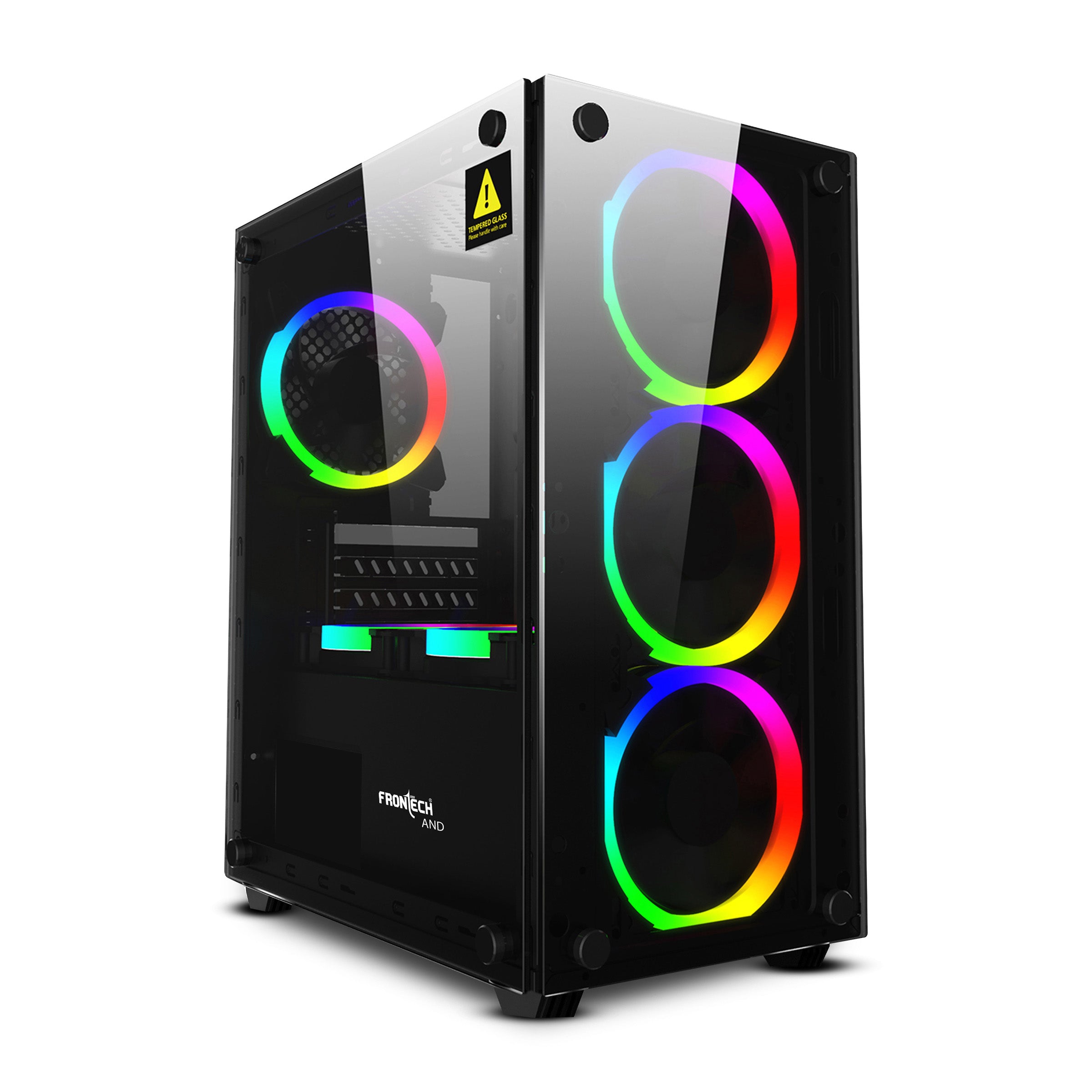 And Gaming ATX Cabinet | Front & Side Glass Panel, 4x 120mm RGB Fans, USB 1.1 & USB 3.0 Ports (FT-4342)