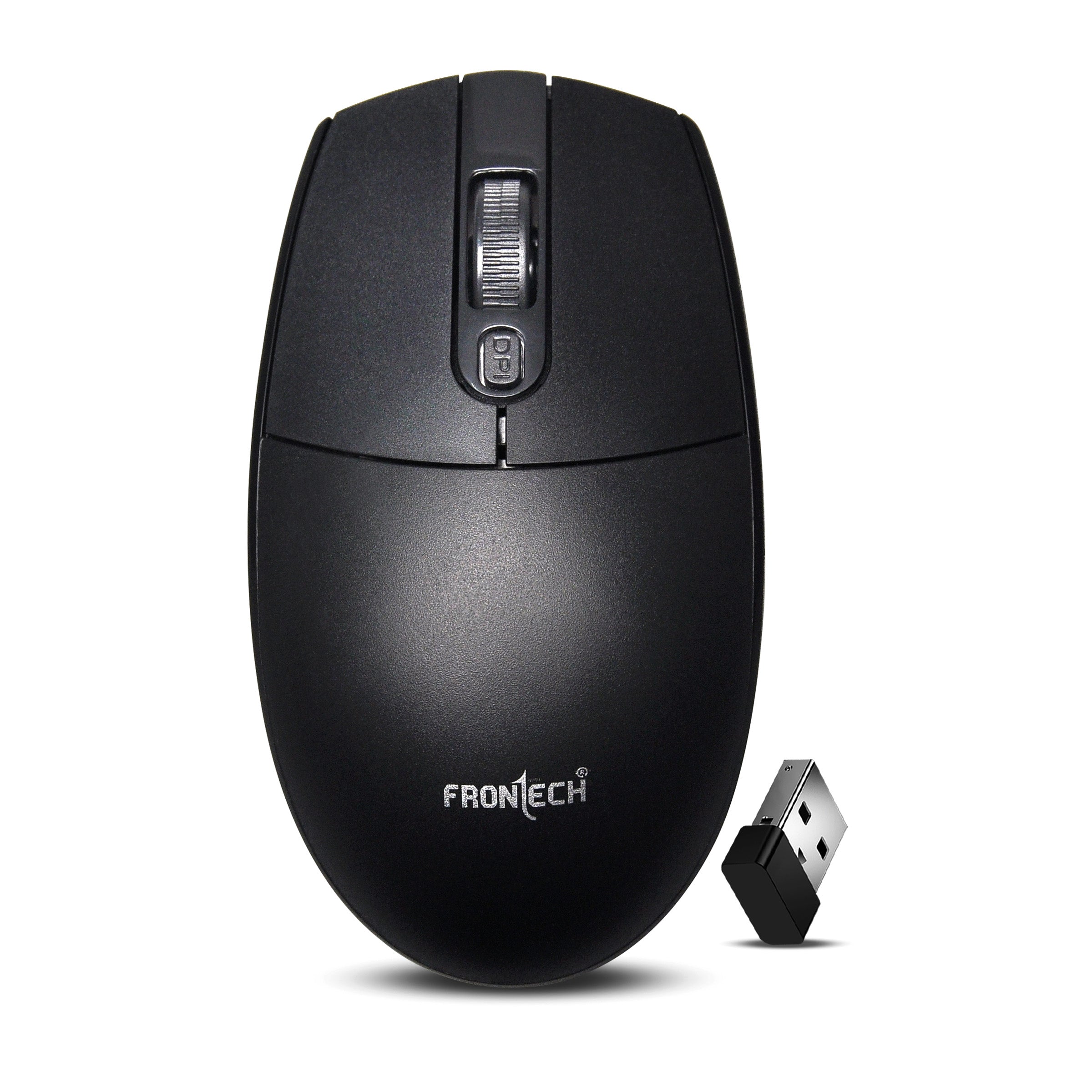 Frontech Wireless Optical Mouse | 2.4GHz | 1600DPI | USB Nano Receiver | Ergonomic Design | Black (MS-0056)