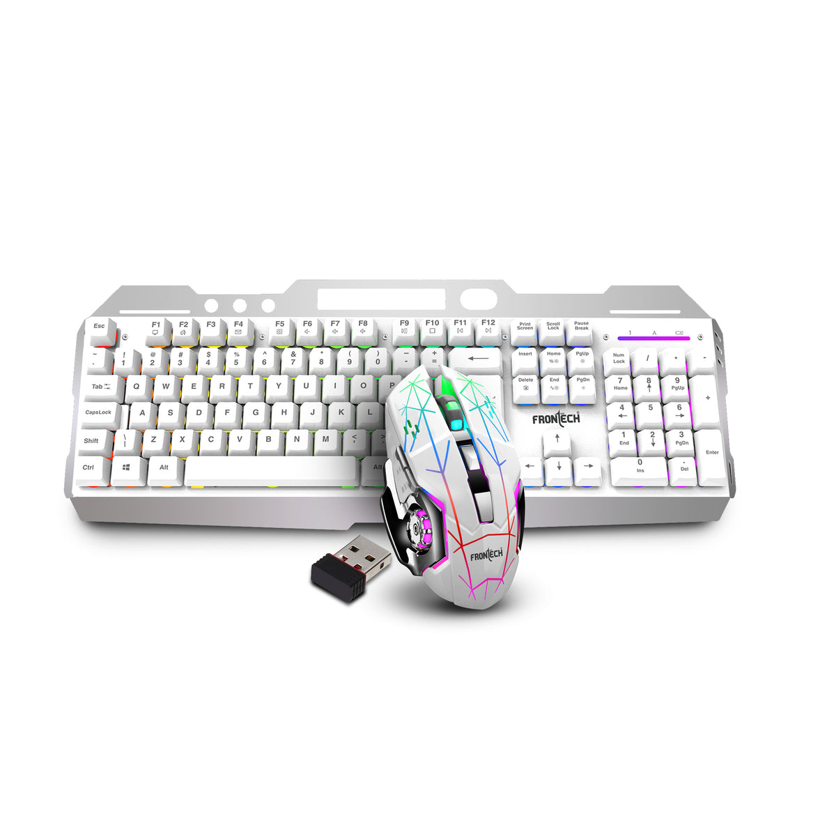 Frontech Wireless Gaming Keyboard & Mouse Combo|104 Keys Layout|2.4GHz|4800 DPI|6 button wireless optical mouse| Rechargeable Battery|1 Year Warranty
