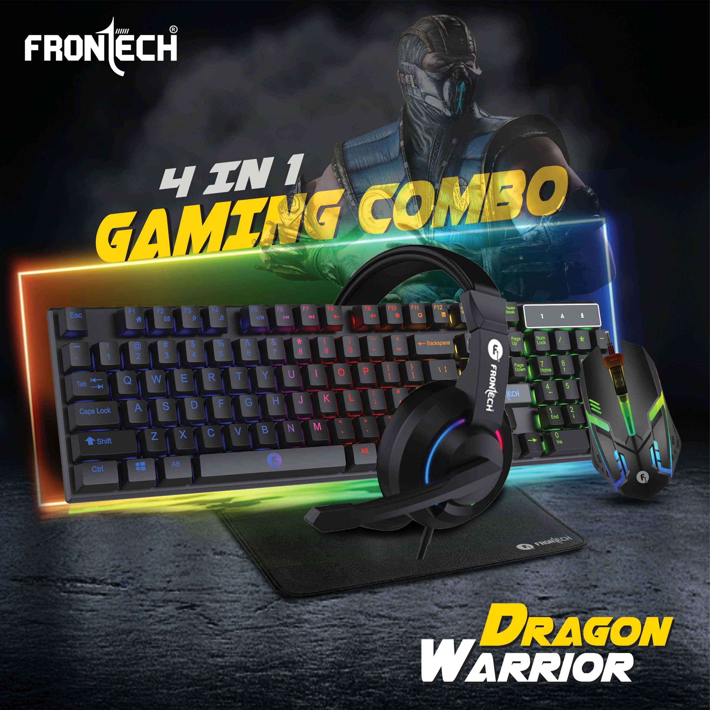 Dragon Warrior Gaming 4 in 1 Gaming Combo Set (KB-0038)