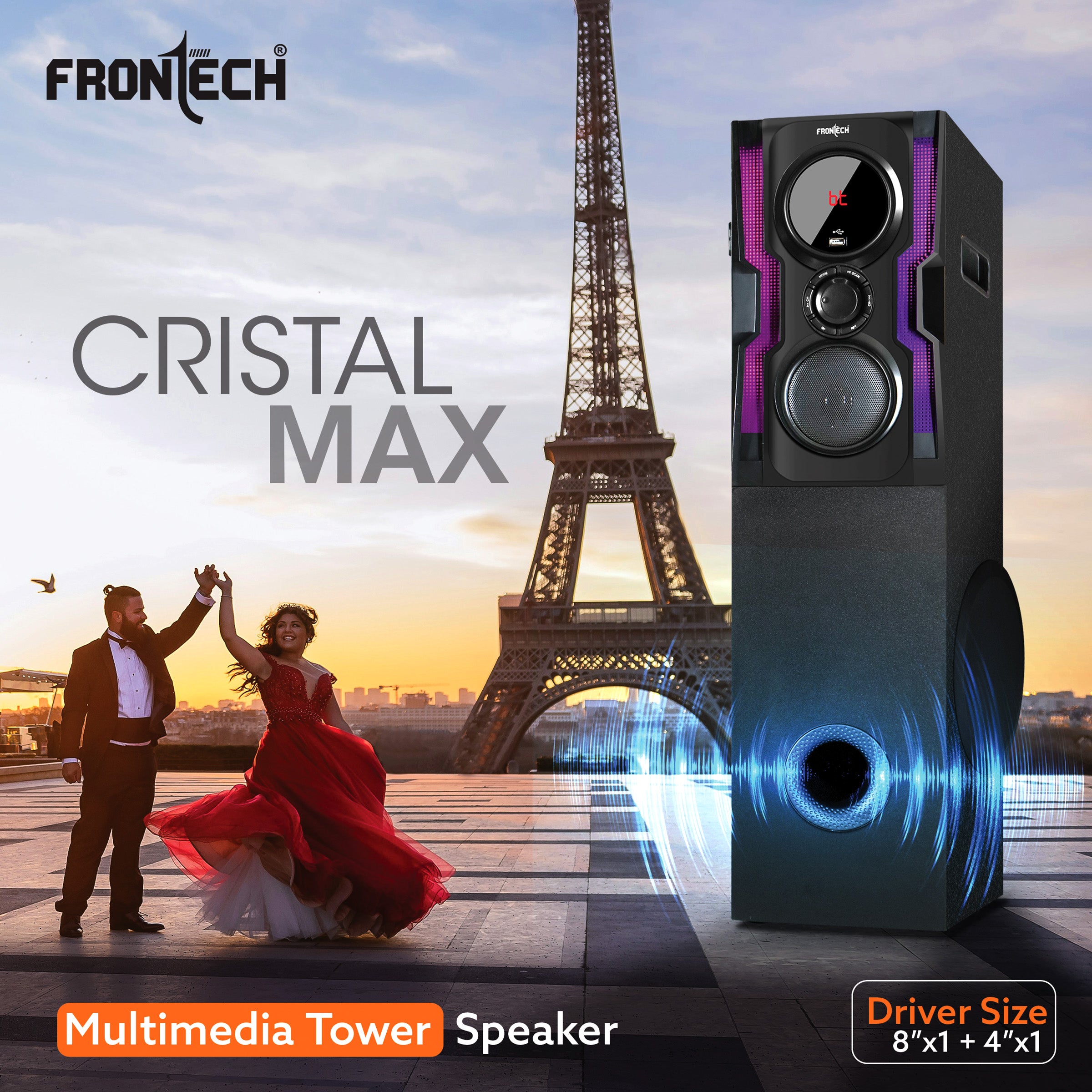 Cristal Max Wireless 100W Bluetooth 5.0 Tower Speaker System (SW-0164)