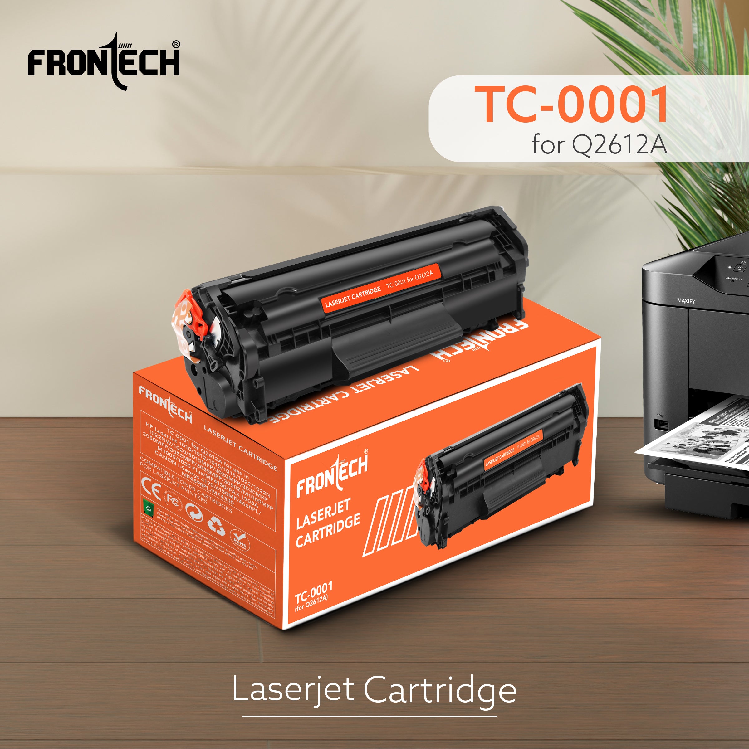 Frontech Q2612A Toner Cartridge | Compatible with HP LaserJet 1010-3050 Series (TC-0001)