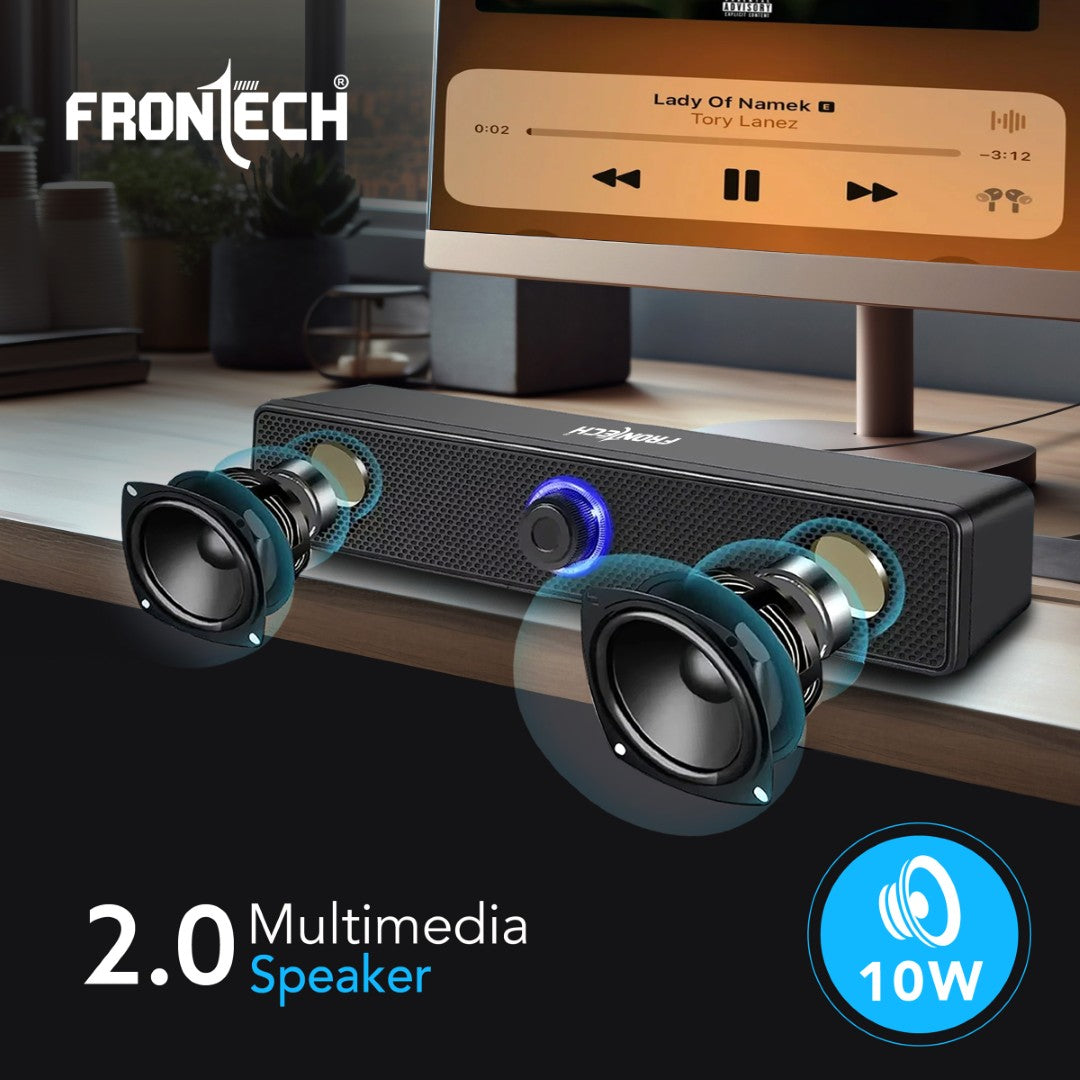 1.0 USB Speakers with RGB Lights | 10W Power | AUX/USB (SPK-0008)