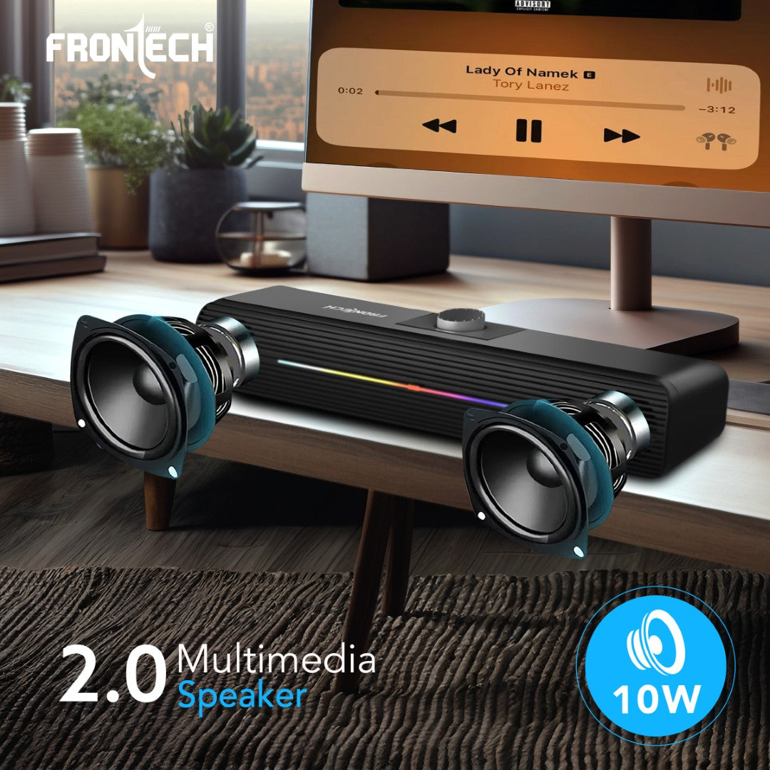 1.0 USB Speakers with RGB Lights | 10W Power | AUX/USB (SPK-0009)