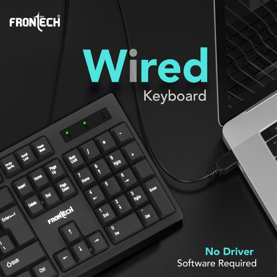 Slim Wired Keyboard: 104 Keys, USB Plug & Play (KB-0047)