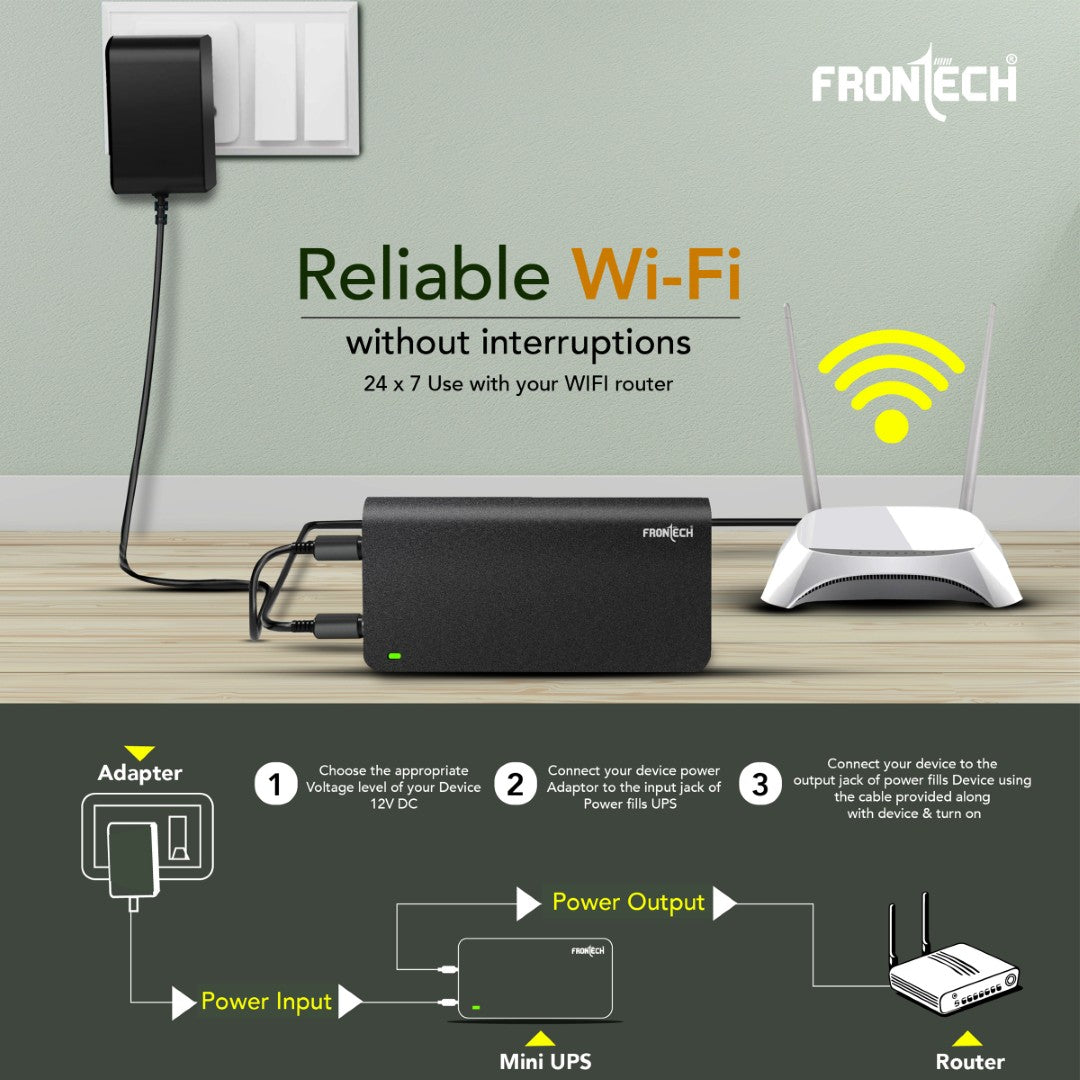 Mini UPS | 12V, 2.5A | 4-Hour Backup for WiFi Routers & Modems (UPS-0021)