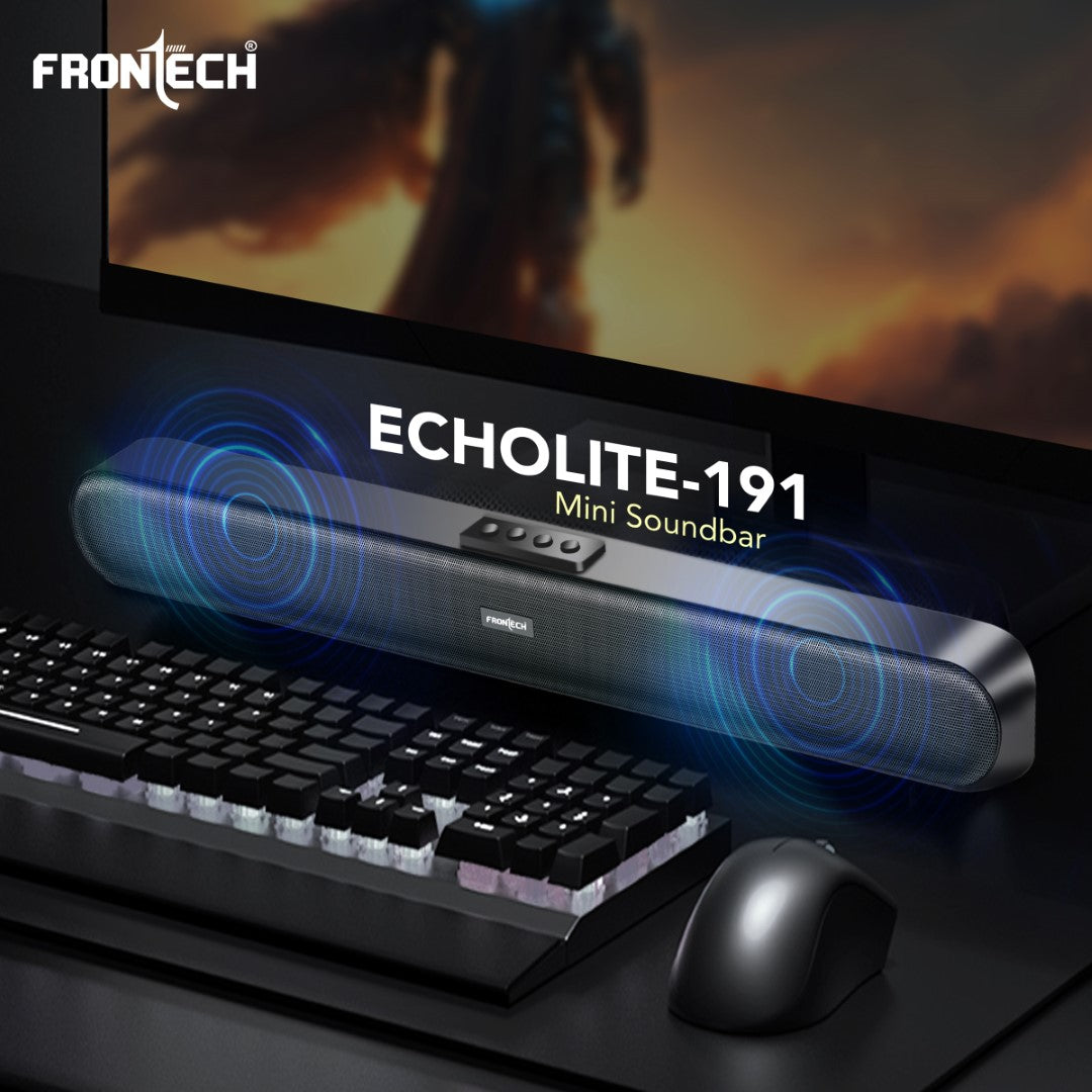 Frontech Mini Soundbar | Bluetooth 5.0, 1200mAh Battery, 30W Sound, TF Card Support (SW-0191)