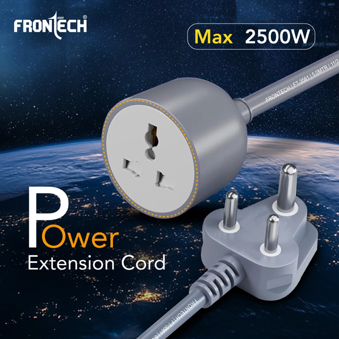 Extension Power Cord | 5M Heavy-Duty, 2500W | Single Socket, Indoor/Outdoor (FT-3561)