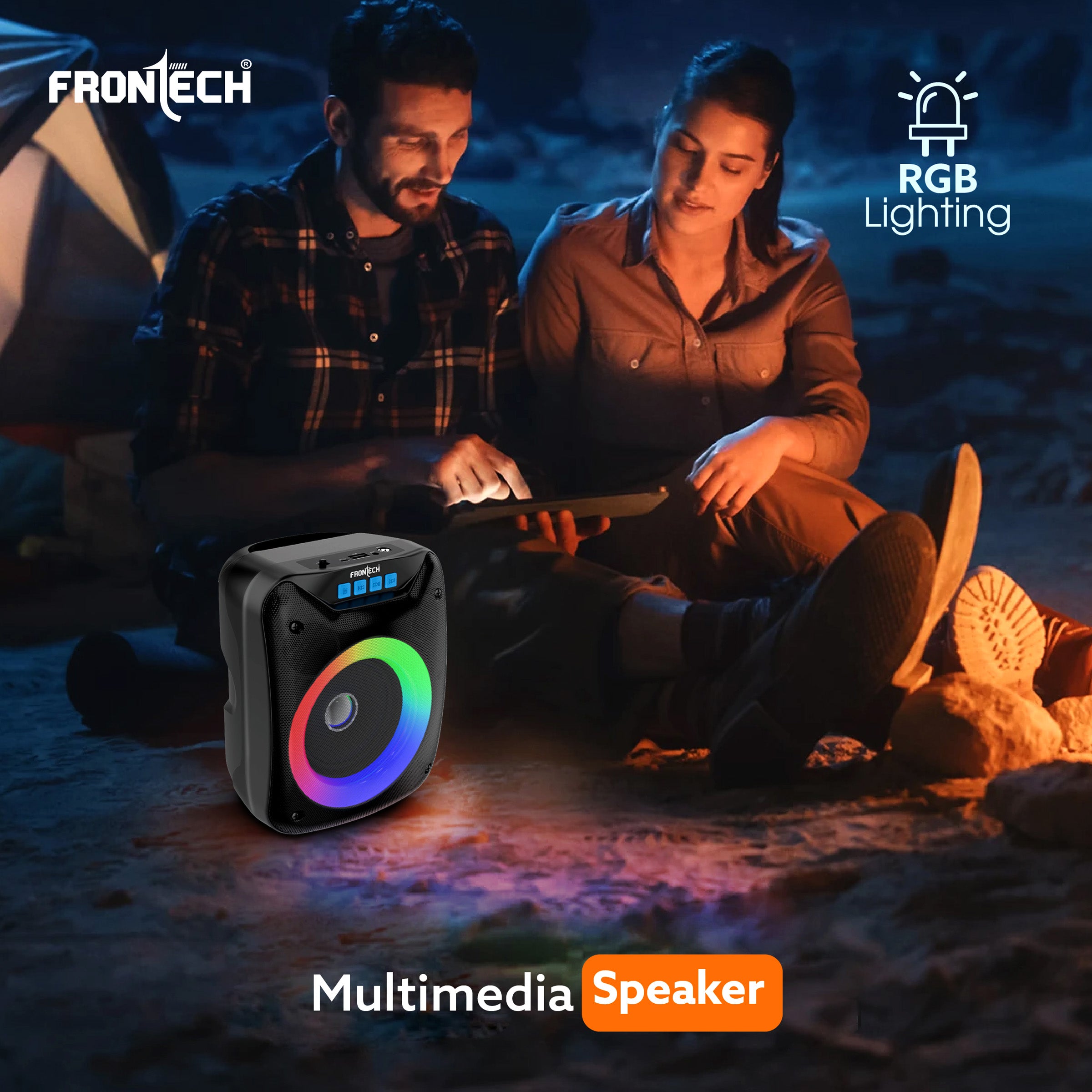 FRONTECH Immerse Yourself in Rich Audio Multi-Media Speaker with BT 5.0 | AUX | MIC | USB | FM | 3W Output Power (SW-0185)