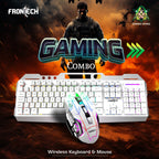 Frontech Wireless Gaming Keyboard & Mouse Combo|104 Keys Layout|2.4GHz|4800 DPI|6 button wireless optical mouse| Rechargeable Battery|1 Year Warranty