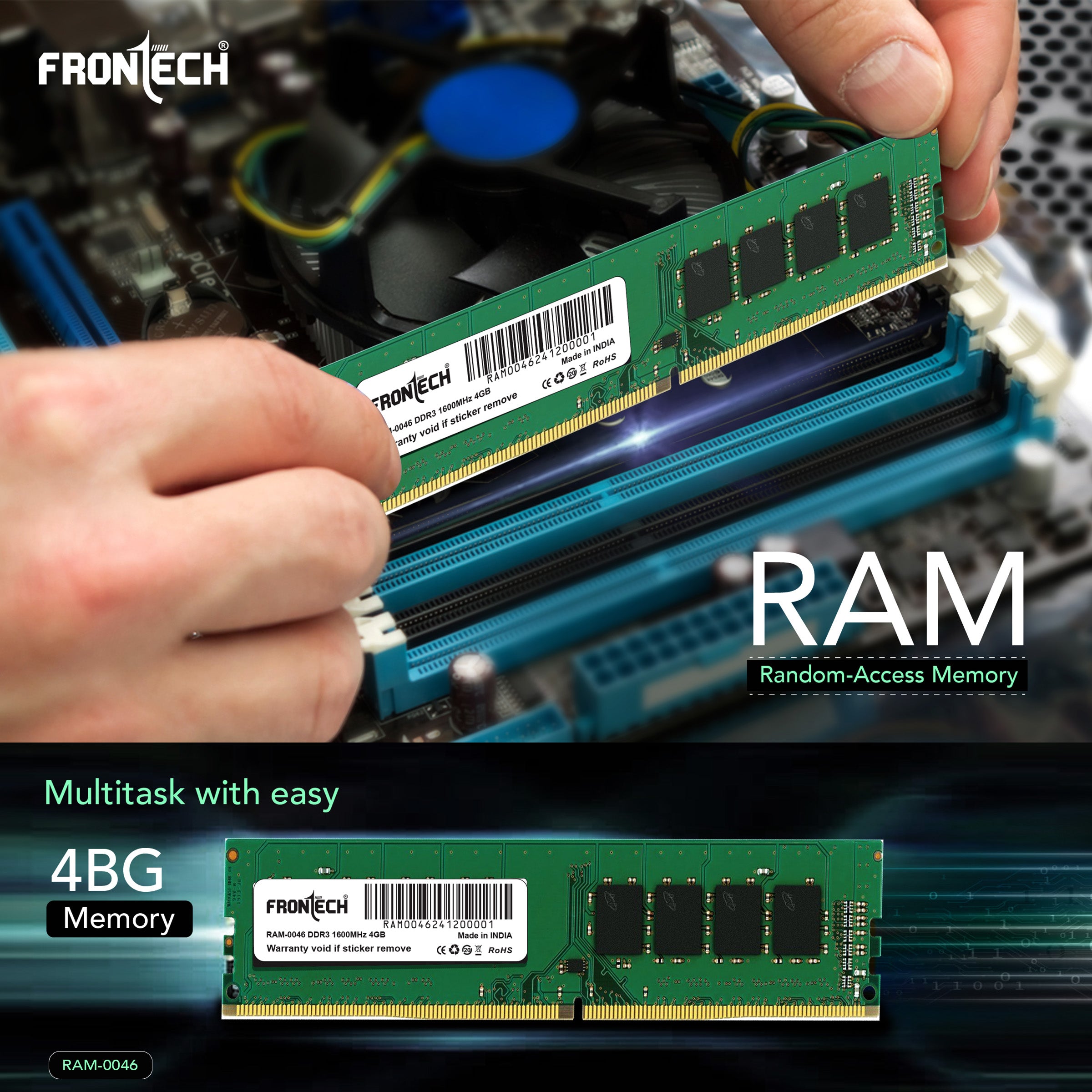 Frontech RAM–0046 Lightning Speed, Unstoppable Performance |Premium Performance, Proudly Made in India | Warranty Assured