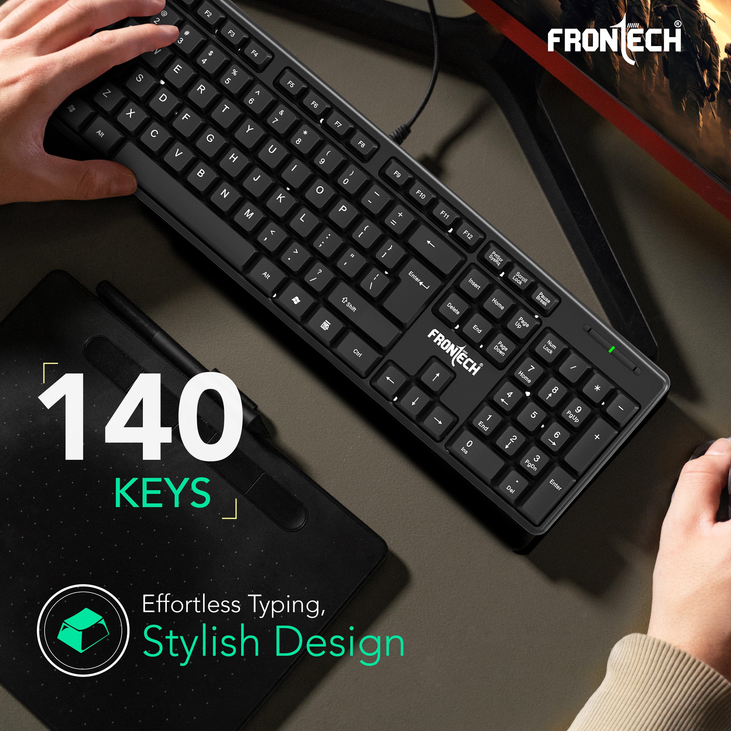 Frontech Wired Membrane Keyboard & Mouse Combo Pack (1692)