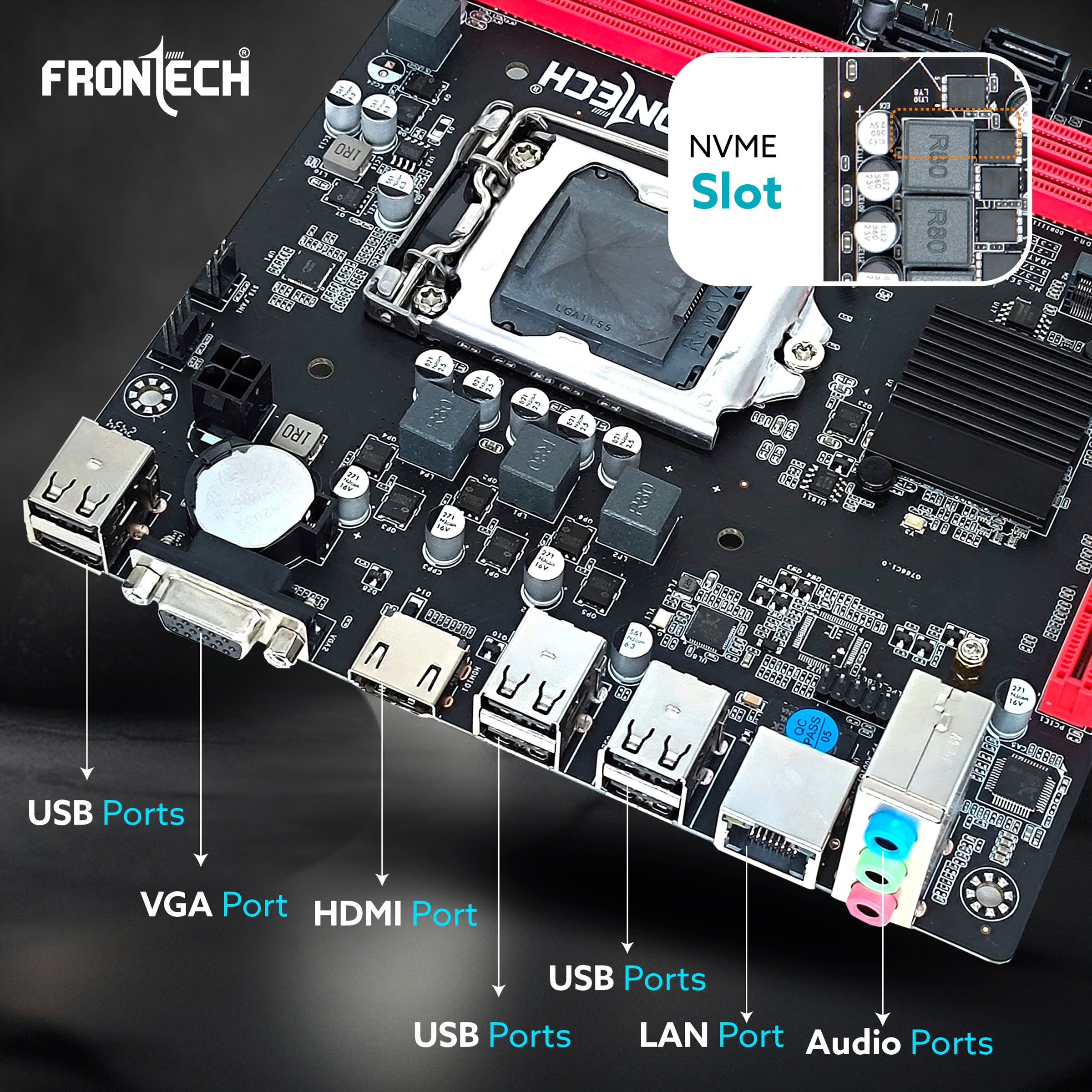 Frontech H61 Motherboard | Intel H61 Chipset, LGA1155, Dual DDR3, SATA 2.0, PCIe, HD Audio (FT-0491)