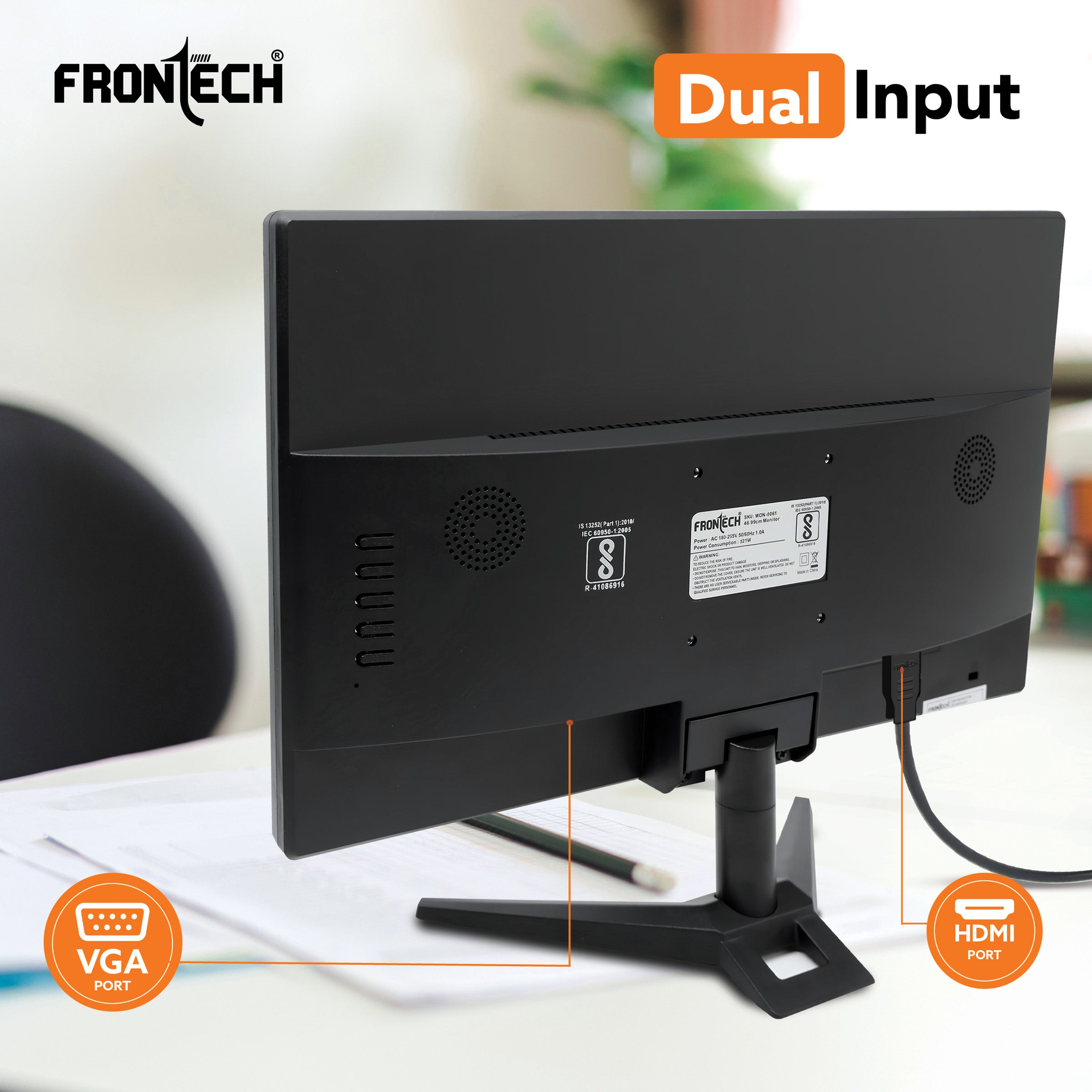 18.5'' HD LED Monitor | 60Hz, 1366x768 | Slim & Stylish (MON-0061)