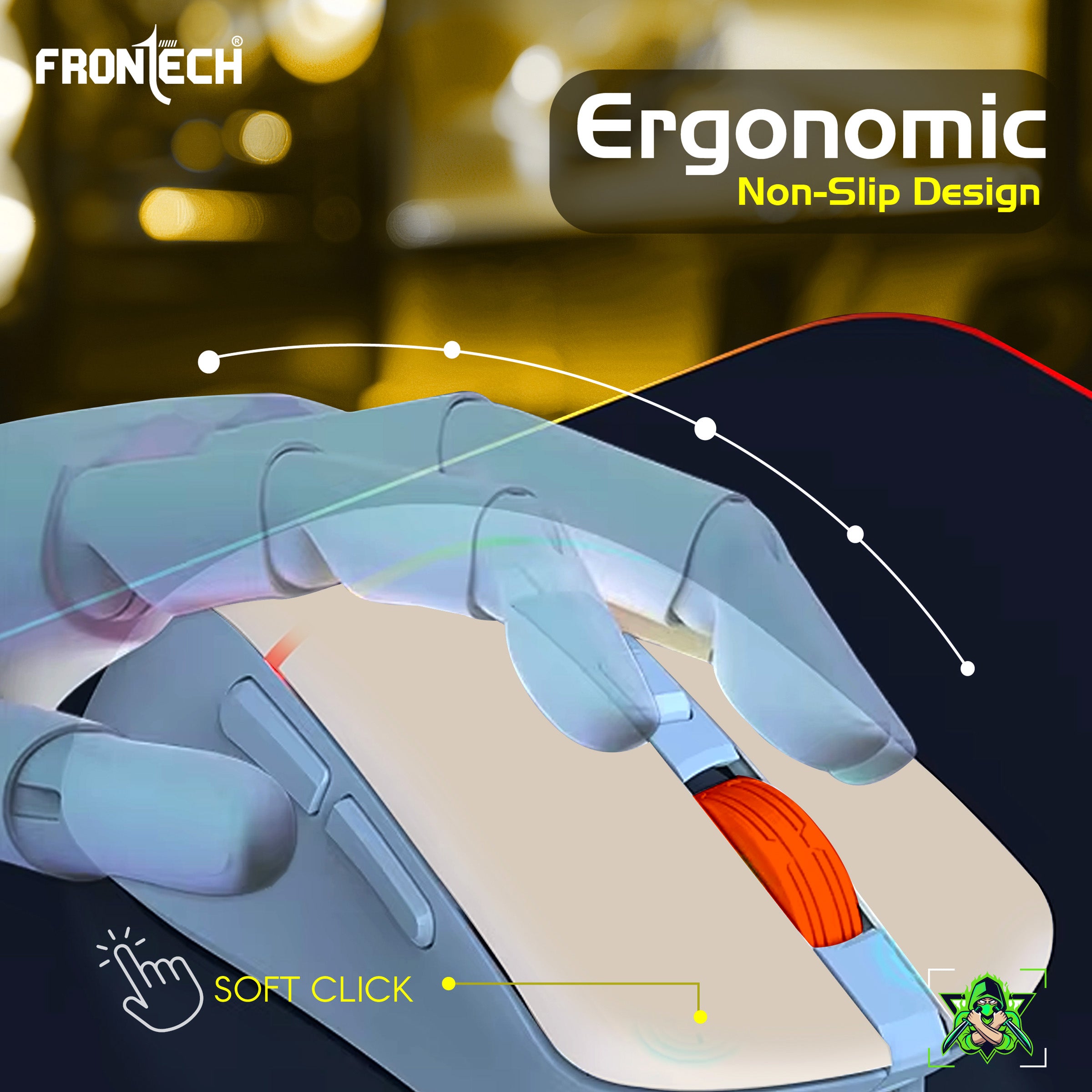 Frontech GM-314WH Wired Gaming Mouse - Ergonomic 7200 DPI RGB. (MS-0105)