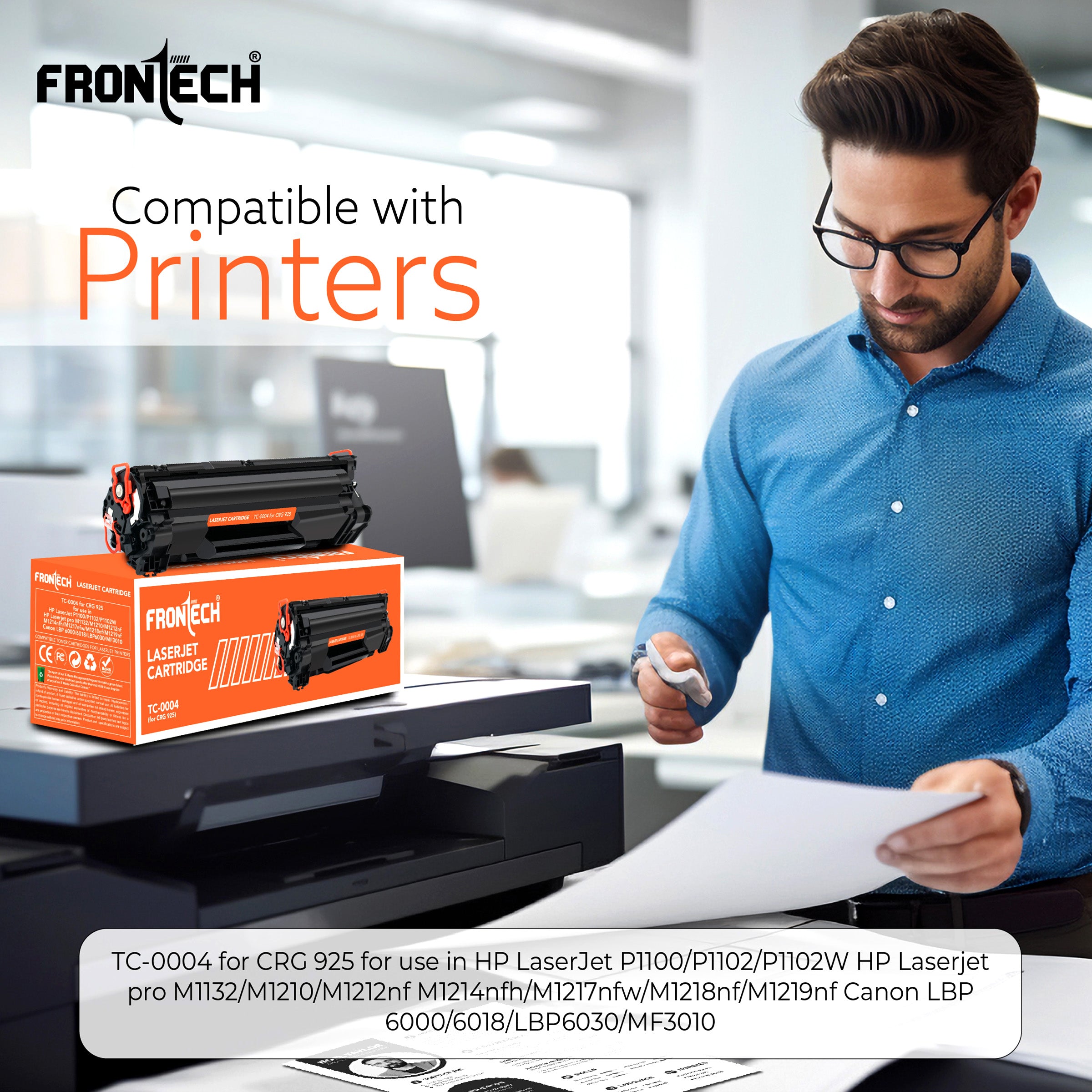 Frontech CRG-925 Toner Cartridge | Compatible with HP LaserJet P1100-MF3010 Series (TC-0004)