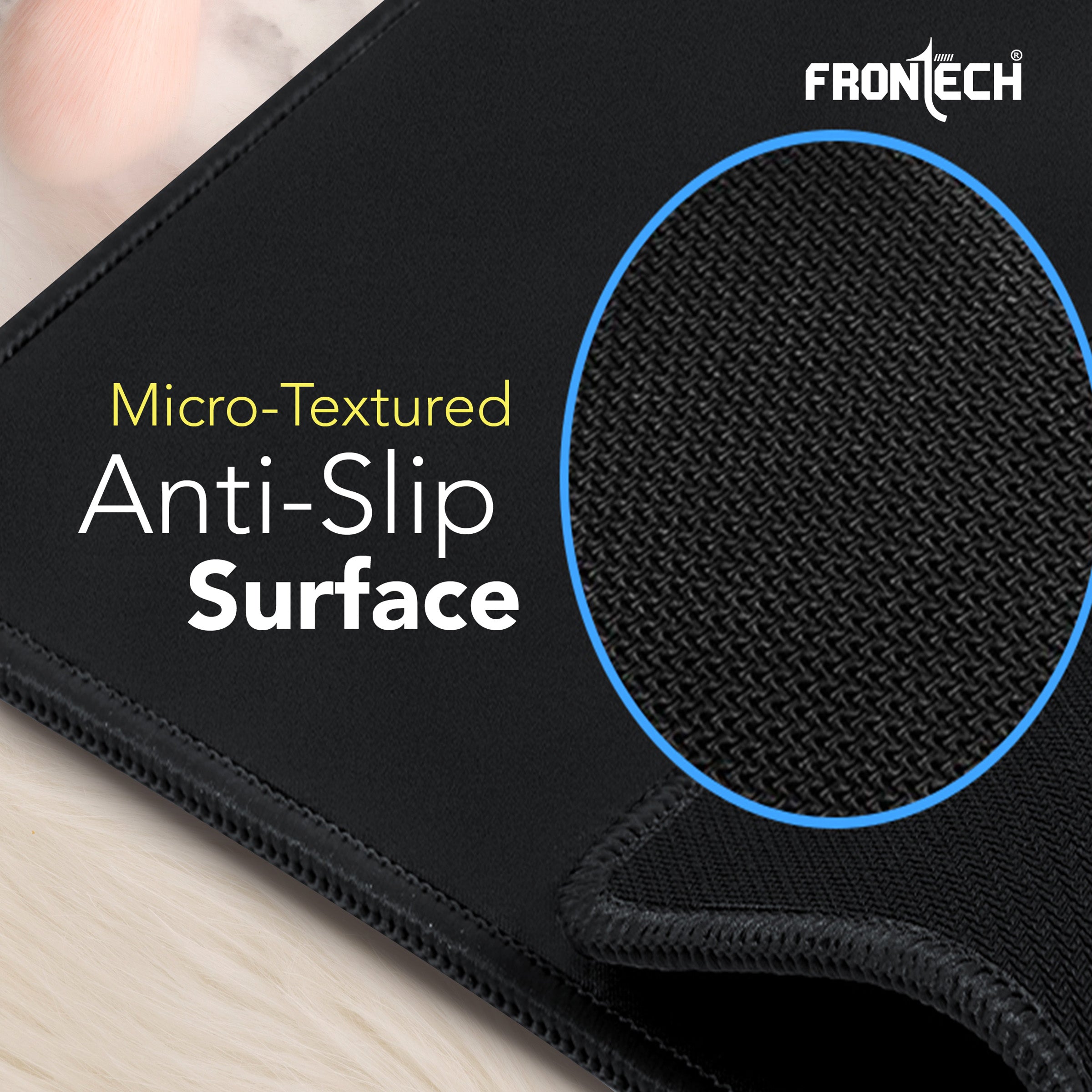 Frontech Large Gaming Mouse Pad – Non-Slip Base, Durable & Smooth Surface for Laptop & PC | Compatible with Wired, Wireless, Optical & Laser Mice | Easy to Clean | Black ( MSP-0055)