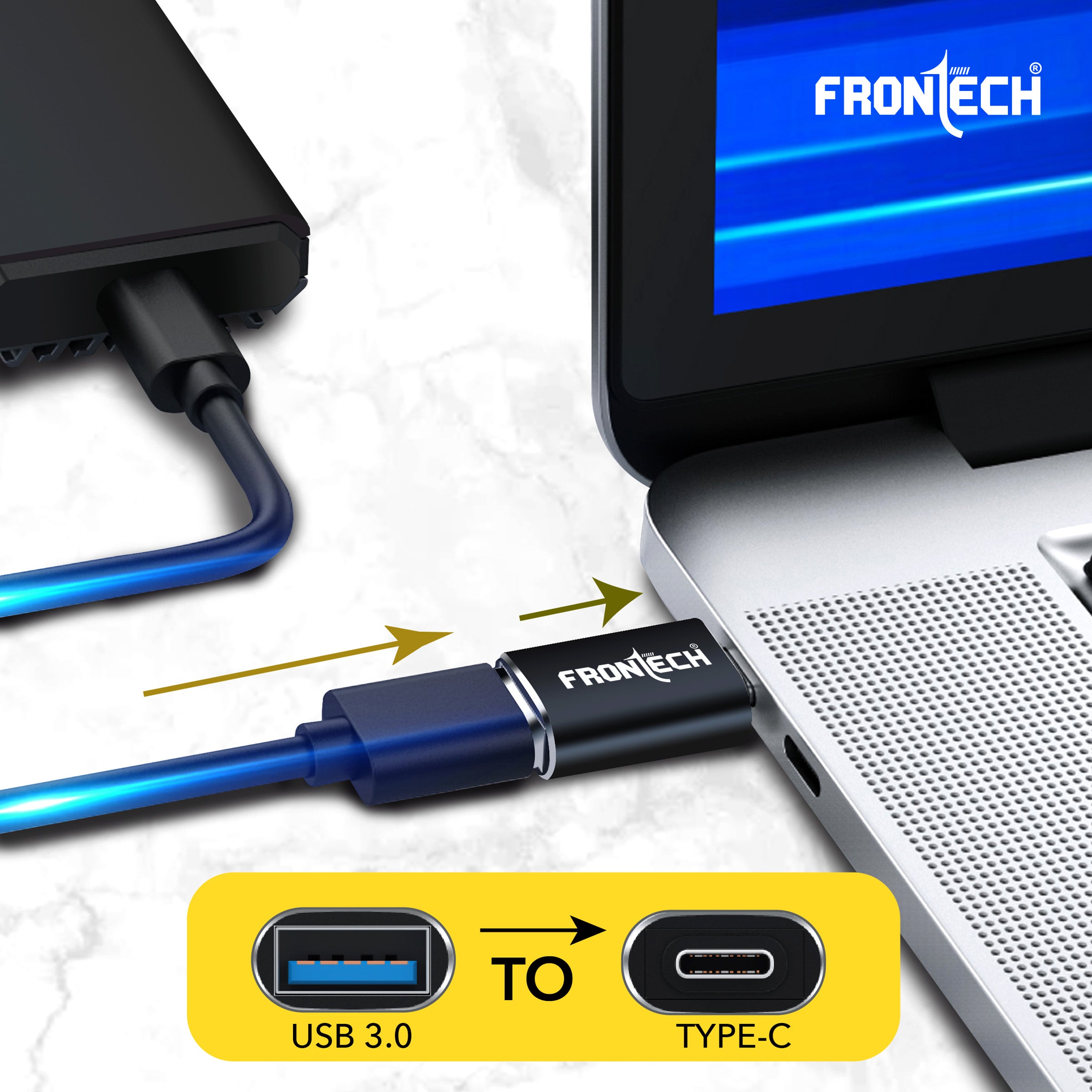 Frontech USB Converter USB 3.0 to Type C OTG Adaptor, 5Gbps High Speed Data Transfer, Thunderbolt to USB Adapter, Compatible for All Type C Devices,(NC-0044)