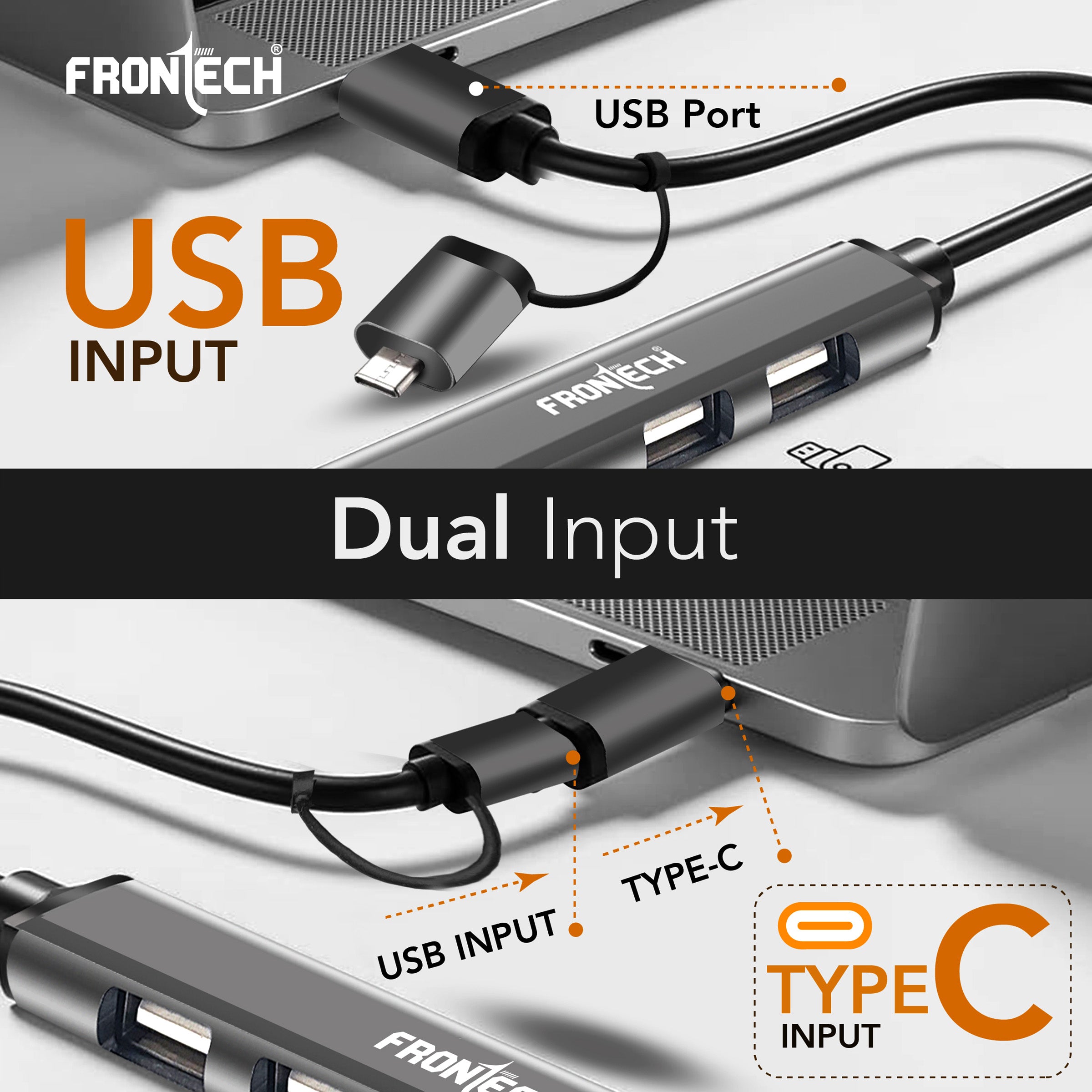 Frontech Type A+C 5 in 1 USB Hub, Upto 5GBPS DataTransfer Speed,Dedicated Card Reader & Micro SD Slot, Universally Compatible with All USB,Speaker,Laptop,Hard Drive,15cm Cable (NC-0040)