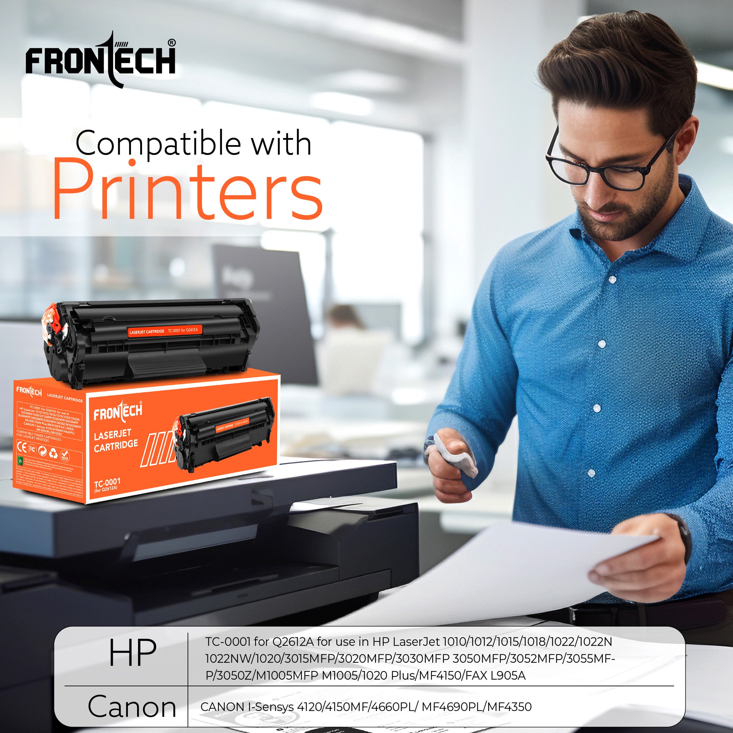 Frontech Q2612A Toner Cartridge | Compatible with HP LaserJet 1010-3050 Series (TC-0001)