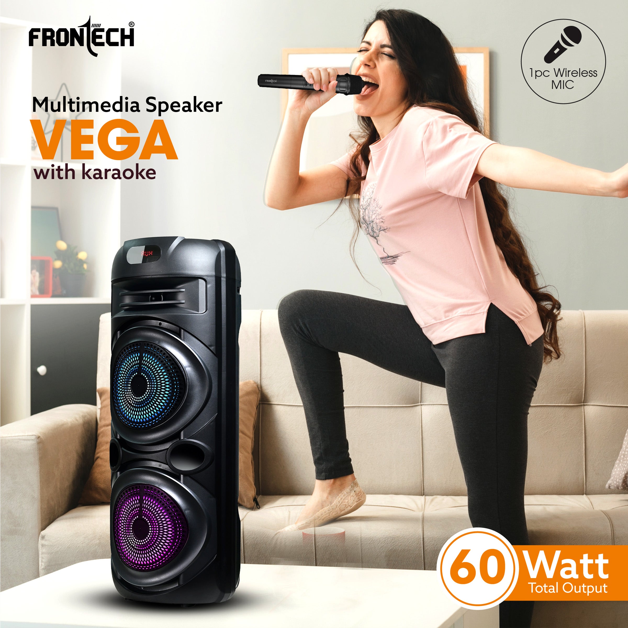 Vega TWS Wireless 60W Bluetooth 5.0 Trolley Speaker (SW-0208)