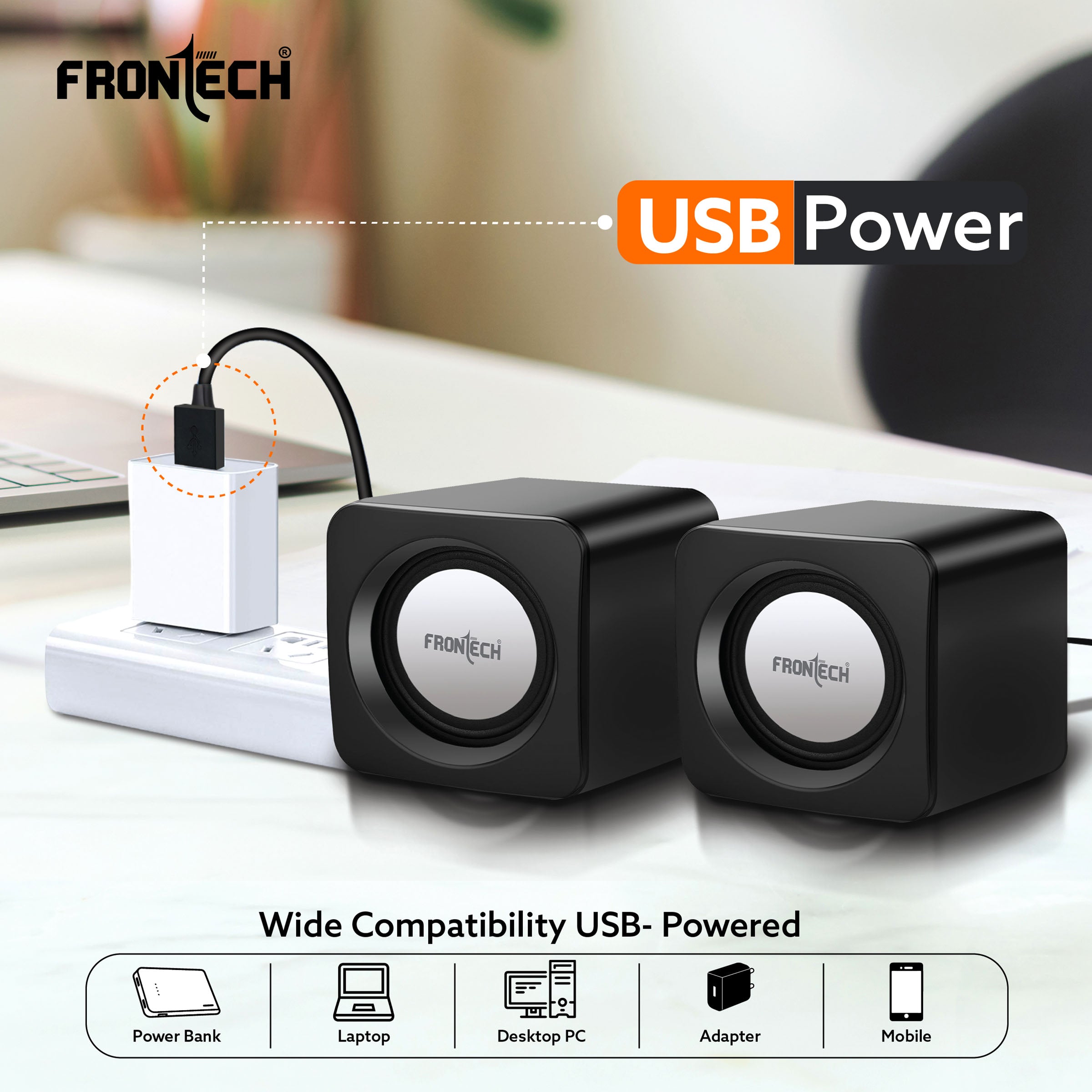 2.0 Channel USB Speakers | 1.5W x 2 Output | AUX Input (SPK-0002)