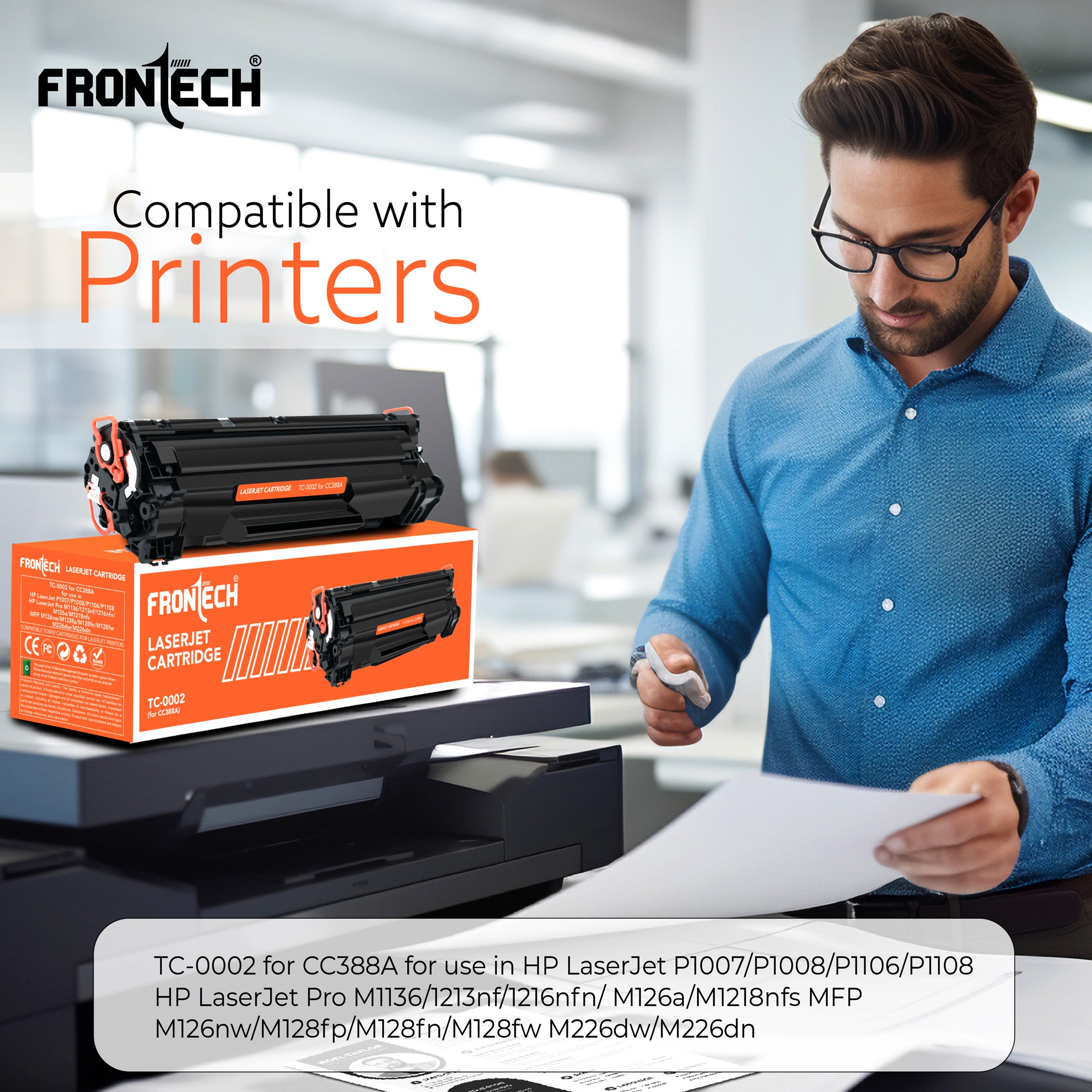 Frontech CC388A Toner Cartridge | Compatible with HP LaserJet P1007-MFP M226 Series (TC-0002)
