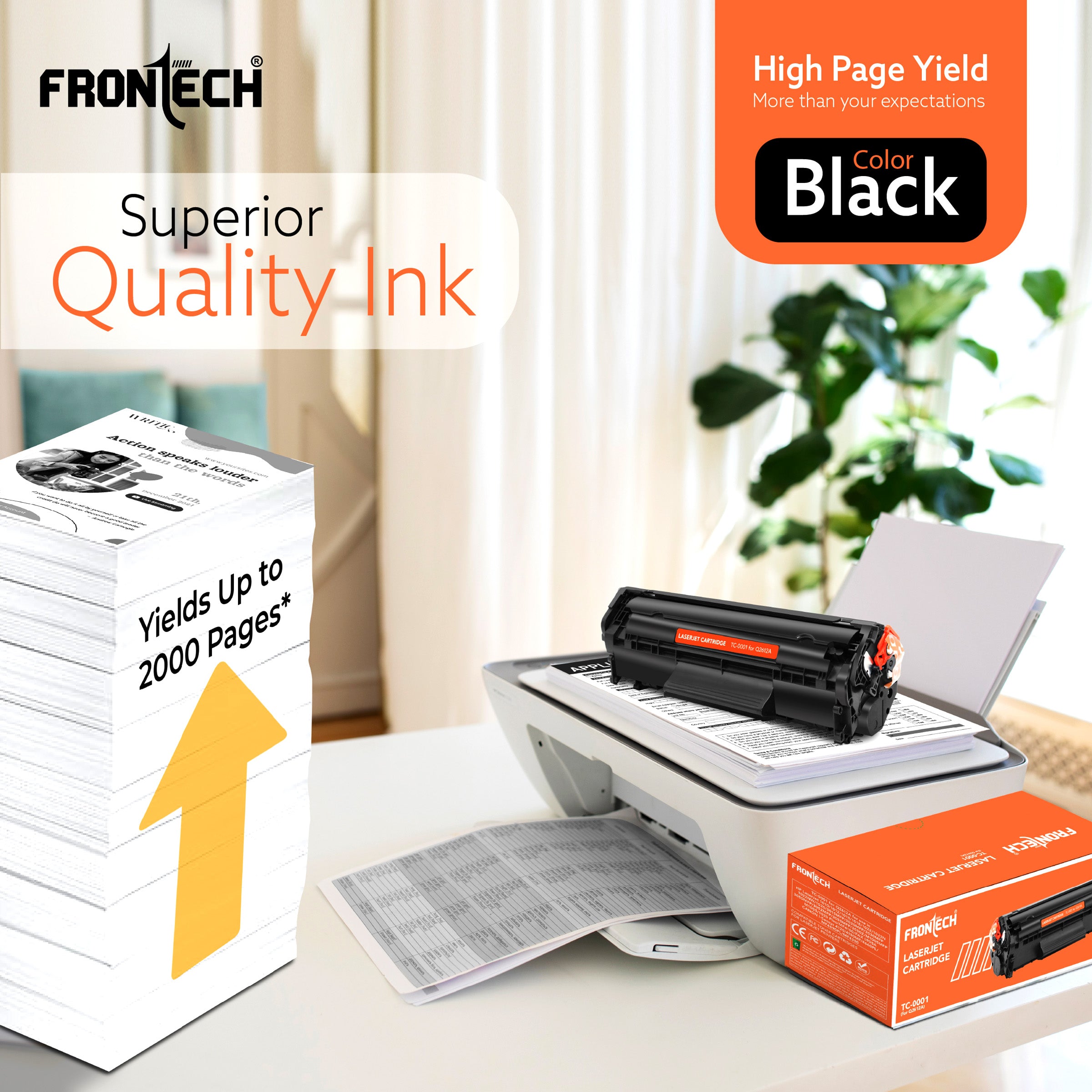 Frontech Q2612A Toner Cartridge | Compatible with HP LaserJet 1010-3050 Series (TC-0001)