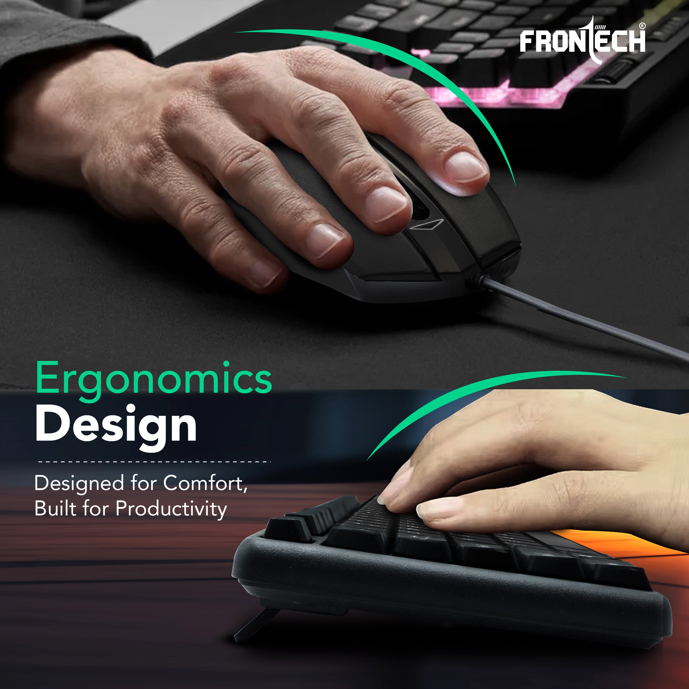 Frontech Wired Membrane Keyboard & Mouse Combo Pack (1692)