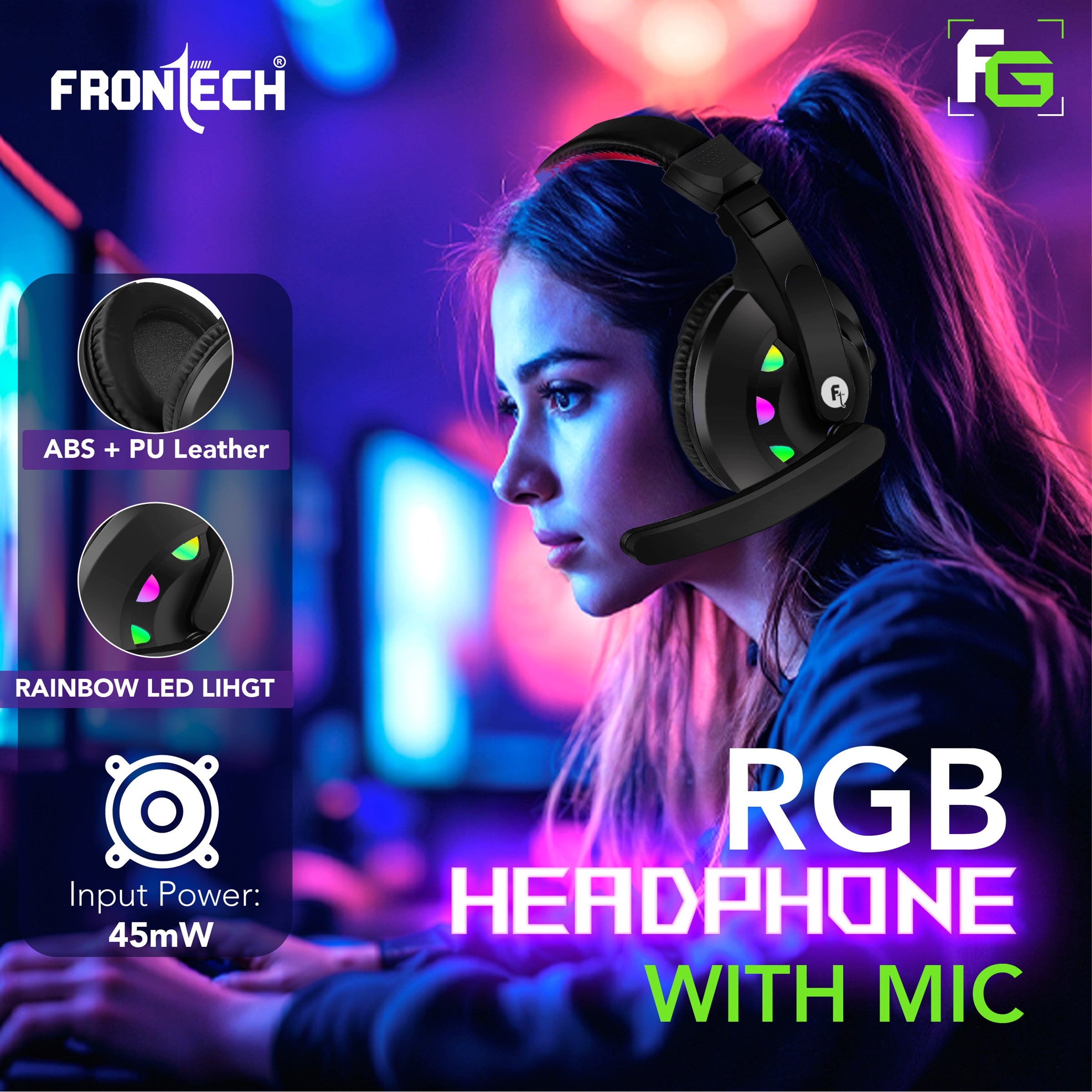 Frontech Dragon Warrior Gaming 4 in 1 Gaming Combo Set of Gaming Keyboard with RGB LED Backlit, Mouse with 1200 DPI, Mousepad and Premium Gaming Headphone, (KB-0038P, Black)
