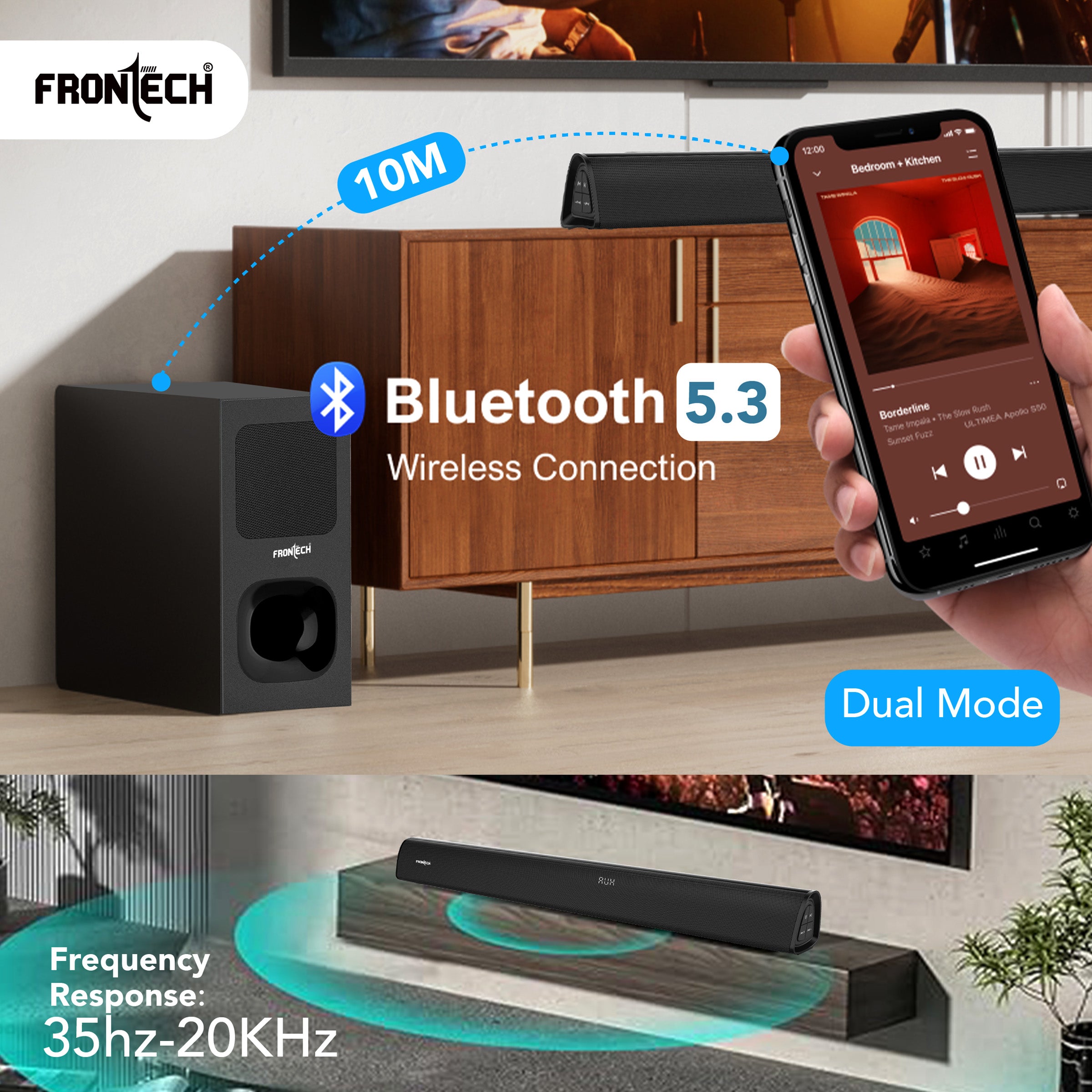 Frontech EchoMax-266 290W 5.1 Channel Sound Bar with Subwoofer | Home Theatre System for TV | Bluetooth, HDMI, AUX, USB | Wall Mountable | Deep Bass | Ideal for Movies, Music, Gaming (SW-0266)