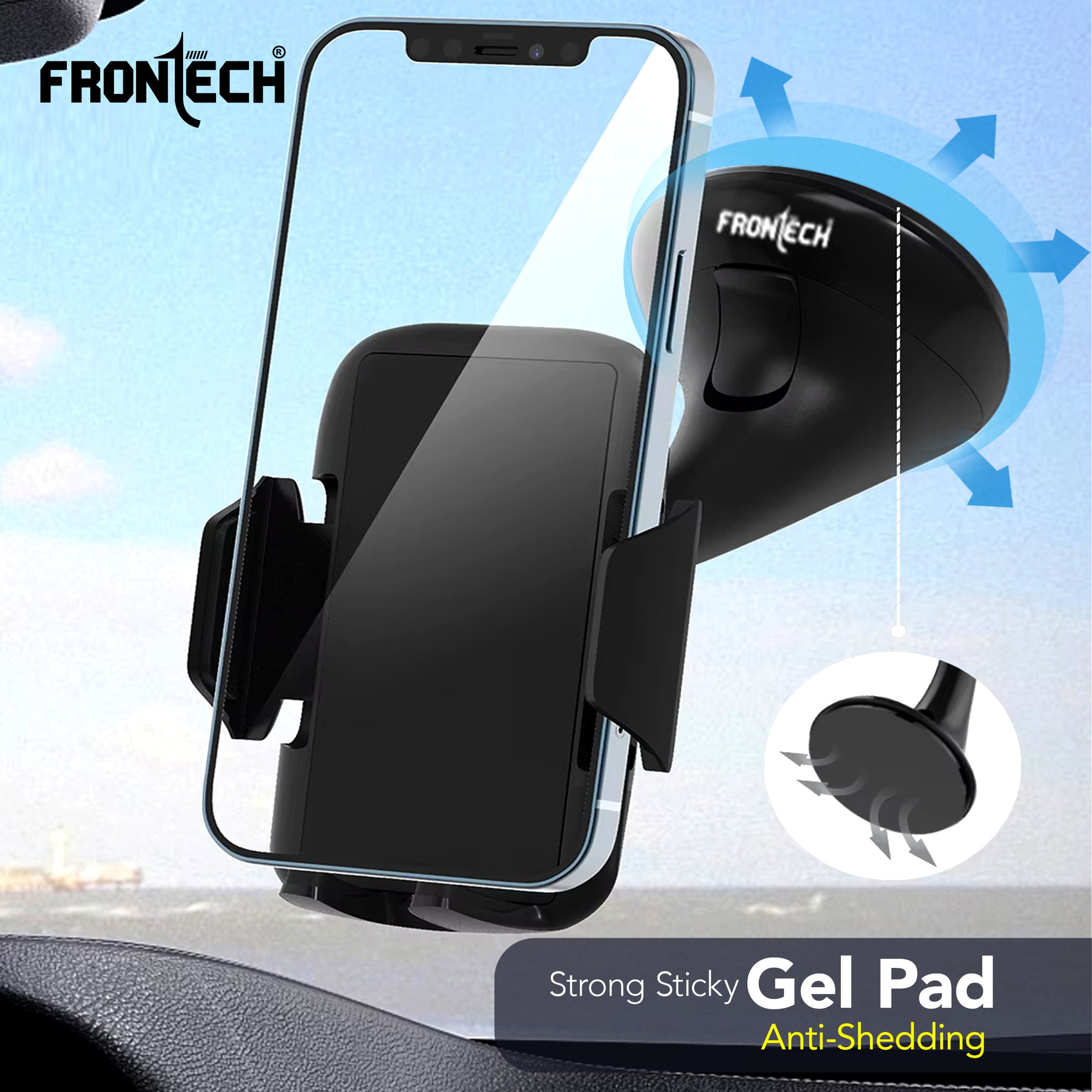 Frontech CCH-0015: Premium 360° Rotating Car Mobile Holder for All Devices (CCH-0015).