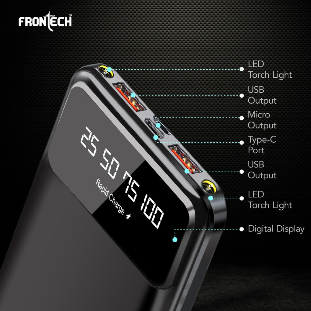 10000 mAh Li-Polymer Power Bank with LED Indicator, Dual USB (PB-0006)