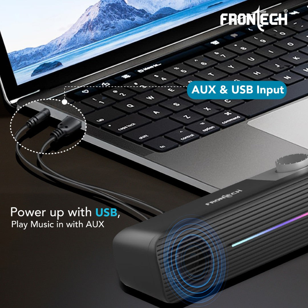 1.0 USB Speakers with RGB Lights | 10W Power | AUX/USB (SPK-0009)