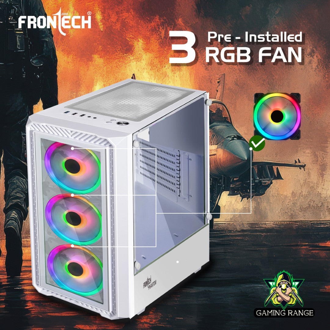 Gaming PC Case | 3 X 120mm RGB Fans, Acrylic Panel, USB 3.0 (FT-4344)