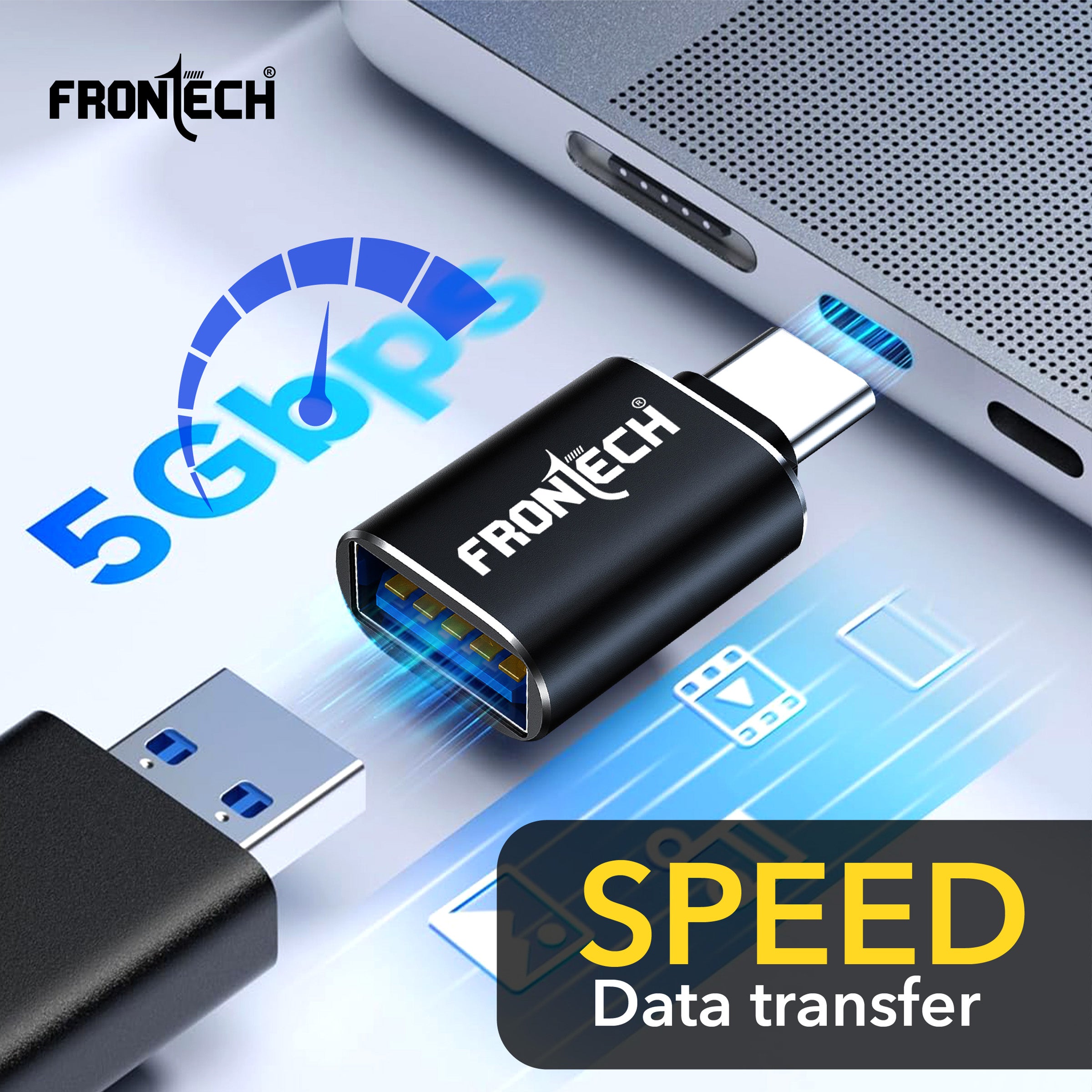 Frontech USB Converter USB 3.0 to Type C OTG Adaptor, 5Gbps High Speed Data Transfer, Thunderbolt to USB Adapter, Compatible for All Type C Devices,(NC-0044)