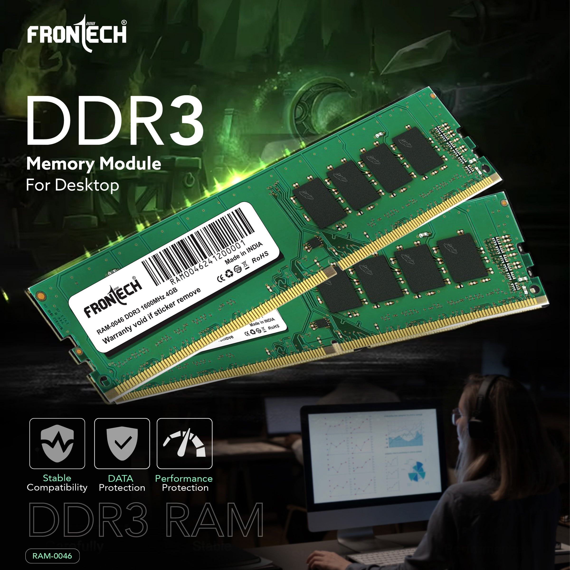 Frontech RAM–0046 Lightning Speed, Unstoppable Performance |Premium Performance, Proudly Made in India | Warranty Assured