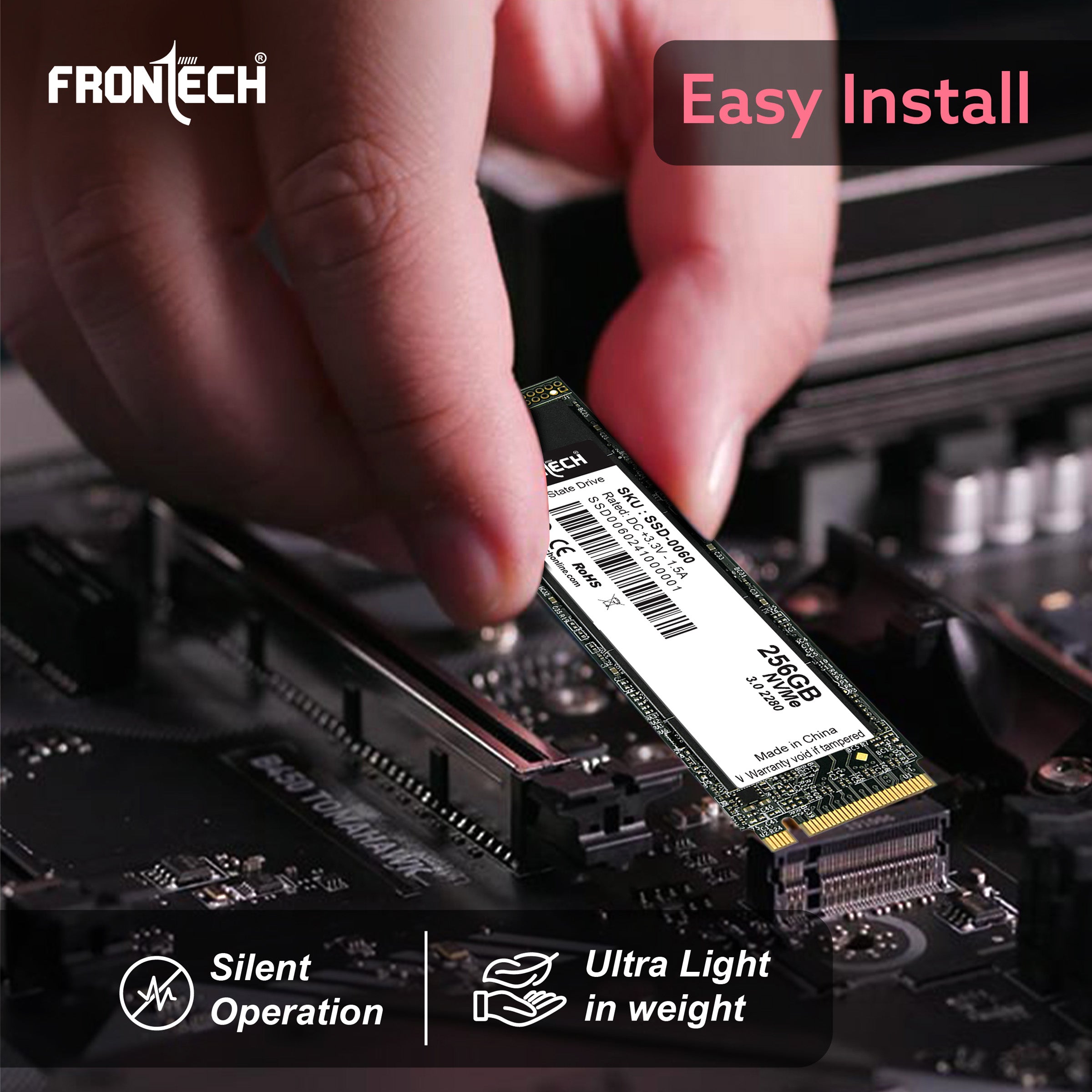 Frontech 256GB NVMe M.2 2280 SSD – PCIe Gen3 ×4, Up to 1600 MB/s Read & 1000 MB/s Write, Ultra-Compact High-Speed Solid State Drive for Gaming, Laptops & PCs