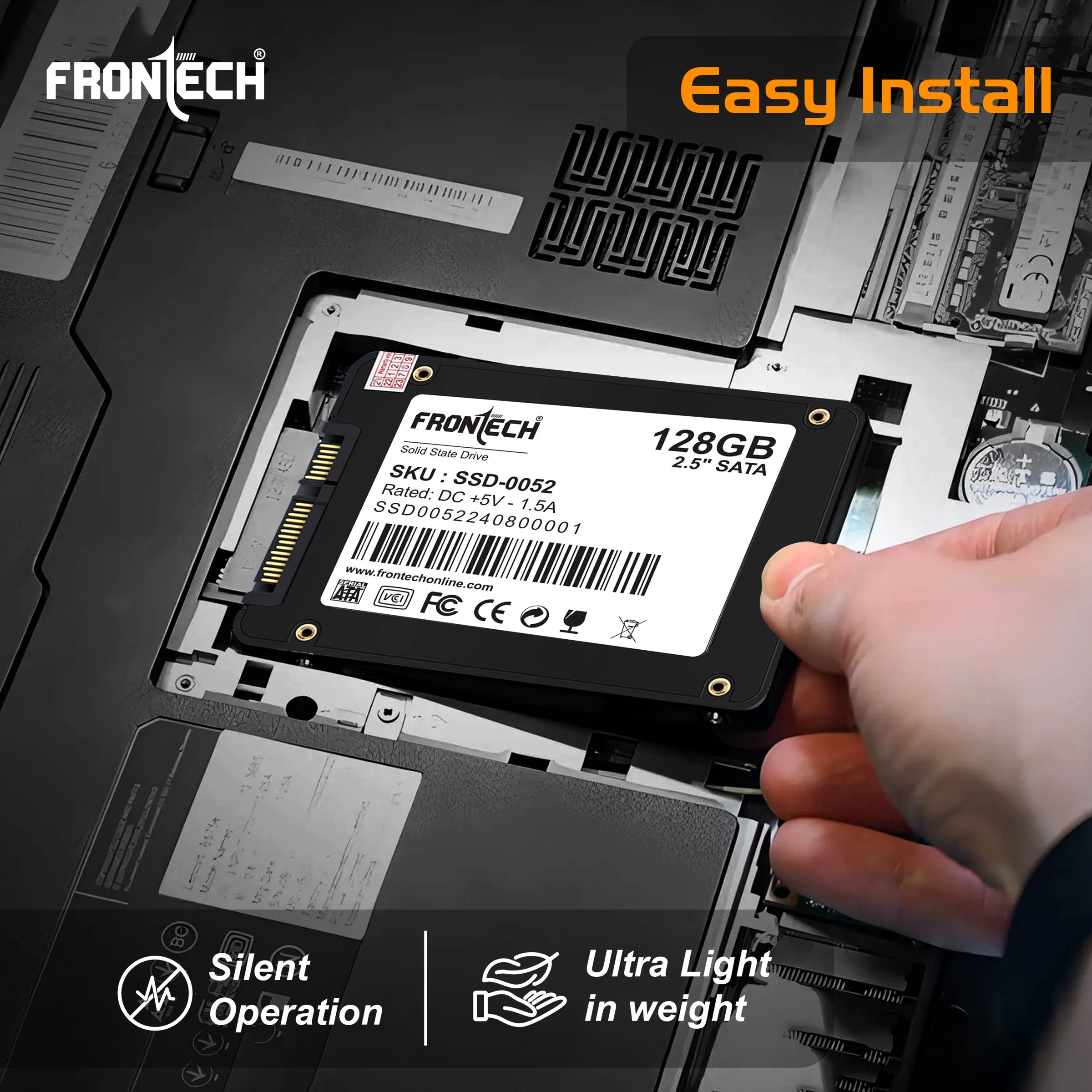 128GB Internal SSD, 2.5 SATA3, TLC+SMI (SSD-0052)