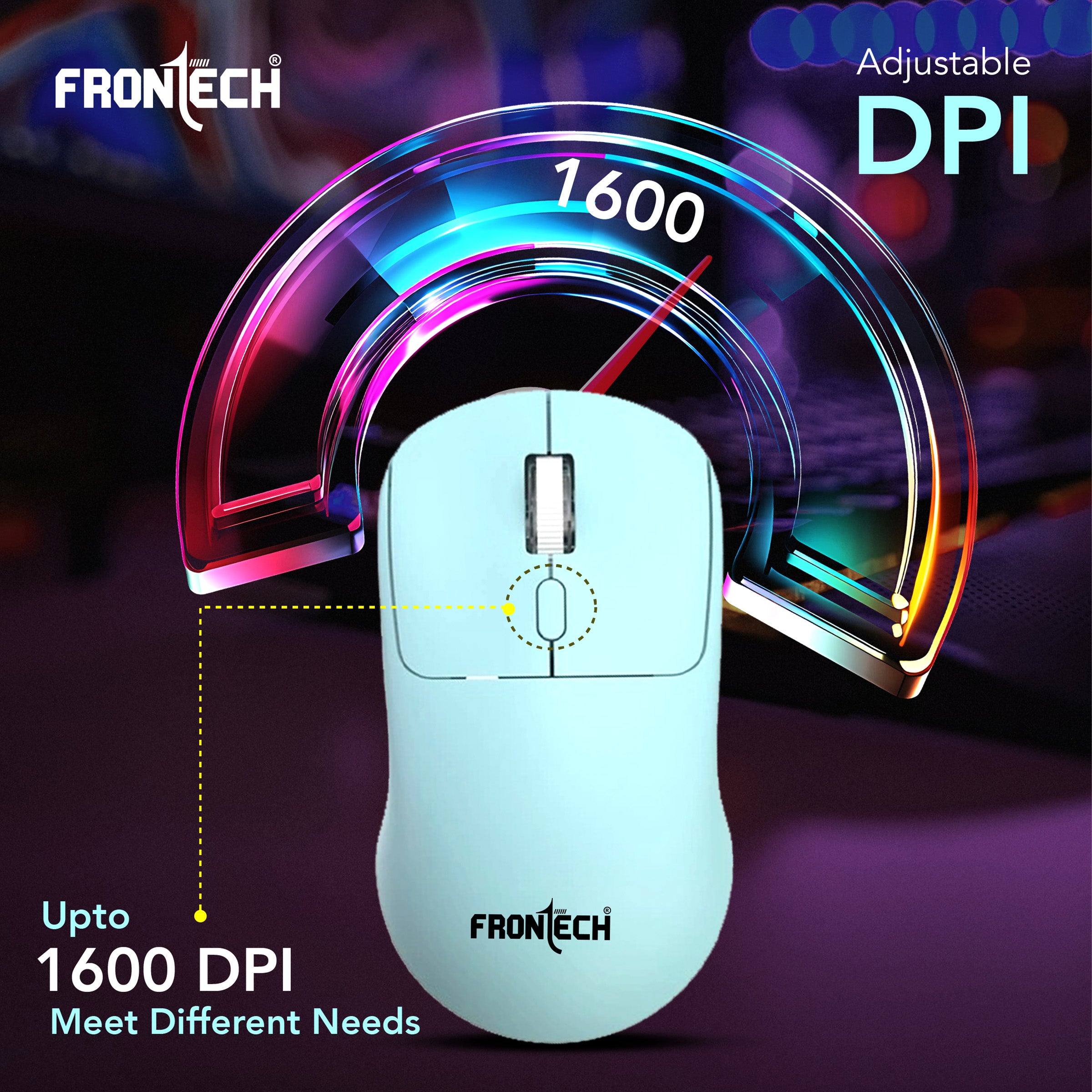 Frontech Dual Mode Wireless Optical Mouse | 2.4GHz + Bluetooth | Up to 1600 DPI | 4 Buttons | White | USB Nano Receiver | Ergonomic Grip | Multi-Device Compatibility (MS-0058G)