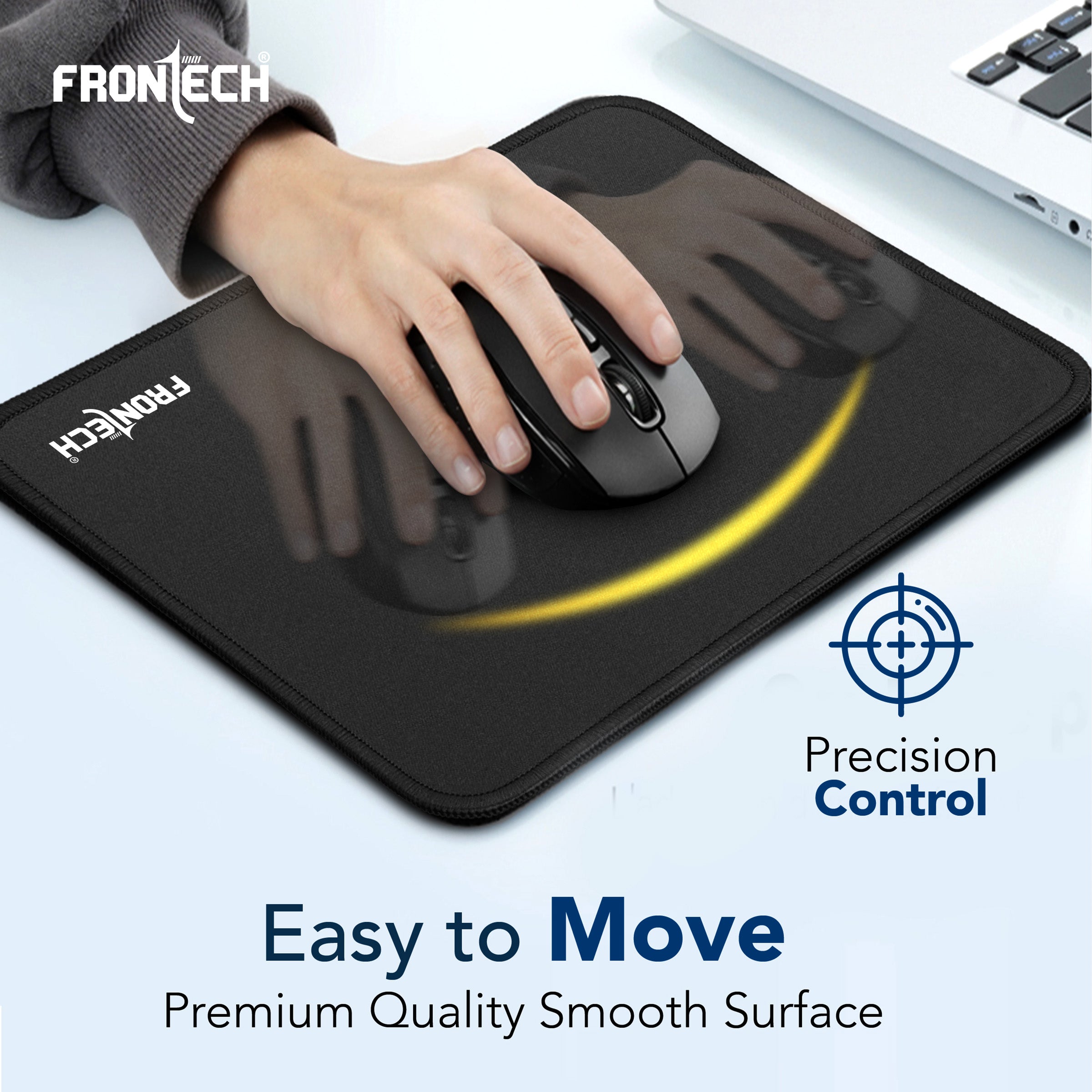 Frontech Large Gaming Mouse Pad – Non-Slip Base, Durable & Smooth Surface for Laptop & PC | Compatible with Wired, Wireless, Optical & Laser Mice | Easy to Clean | Black ( MSP-0055)