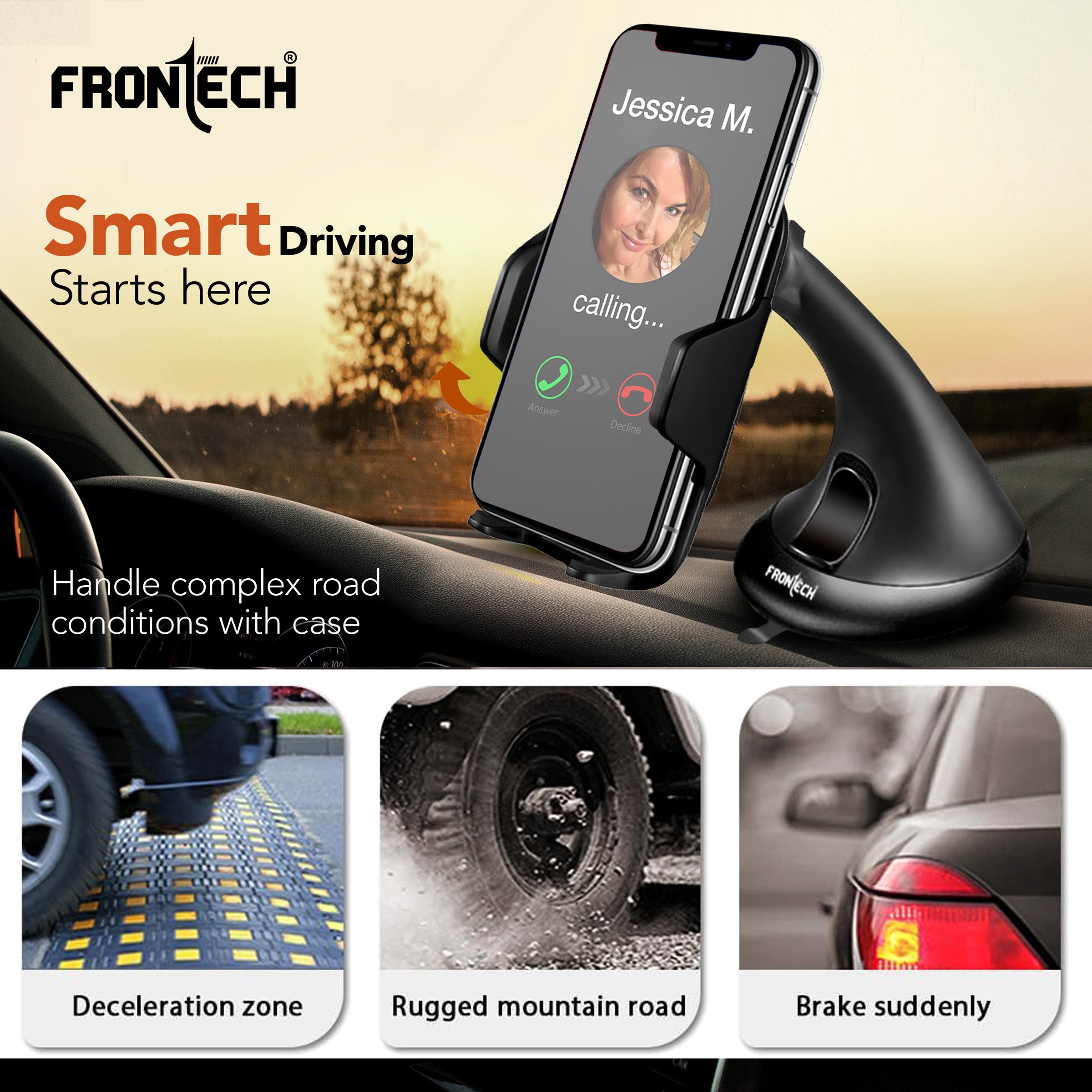 Frontech CCH-0015: Premium 360° Rotating Car Mobile Holder for All Devices (CCH-0015).
