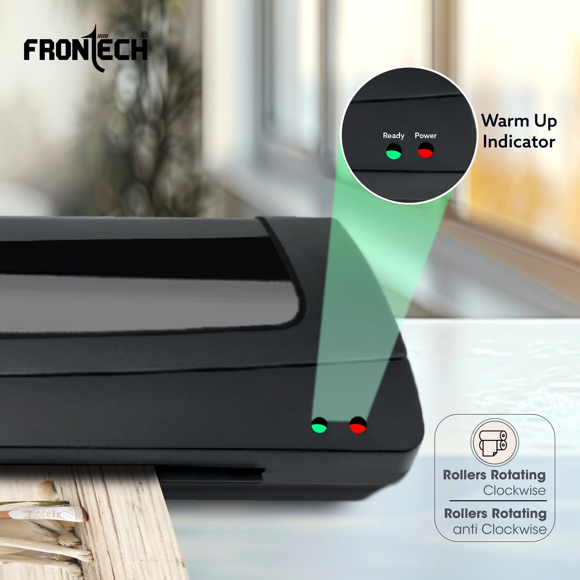 Frontech A3 Size Laminator Machine | Hot & Cold Lamination | 365W Power | Adjustable Temperature | Ideal for Any Document, Fully Automatic Portable All in One Laminator (LAM-0003,Black)