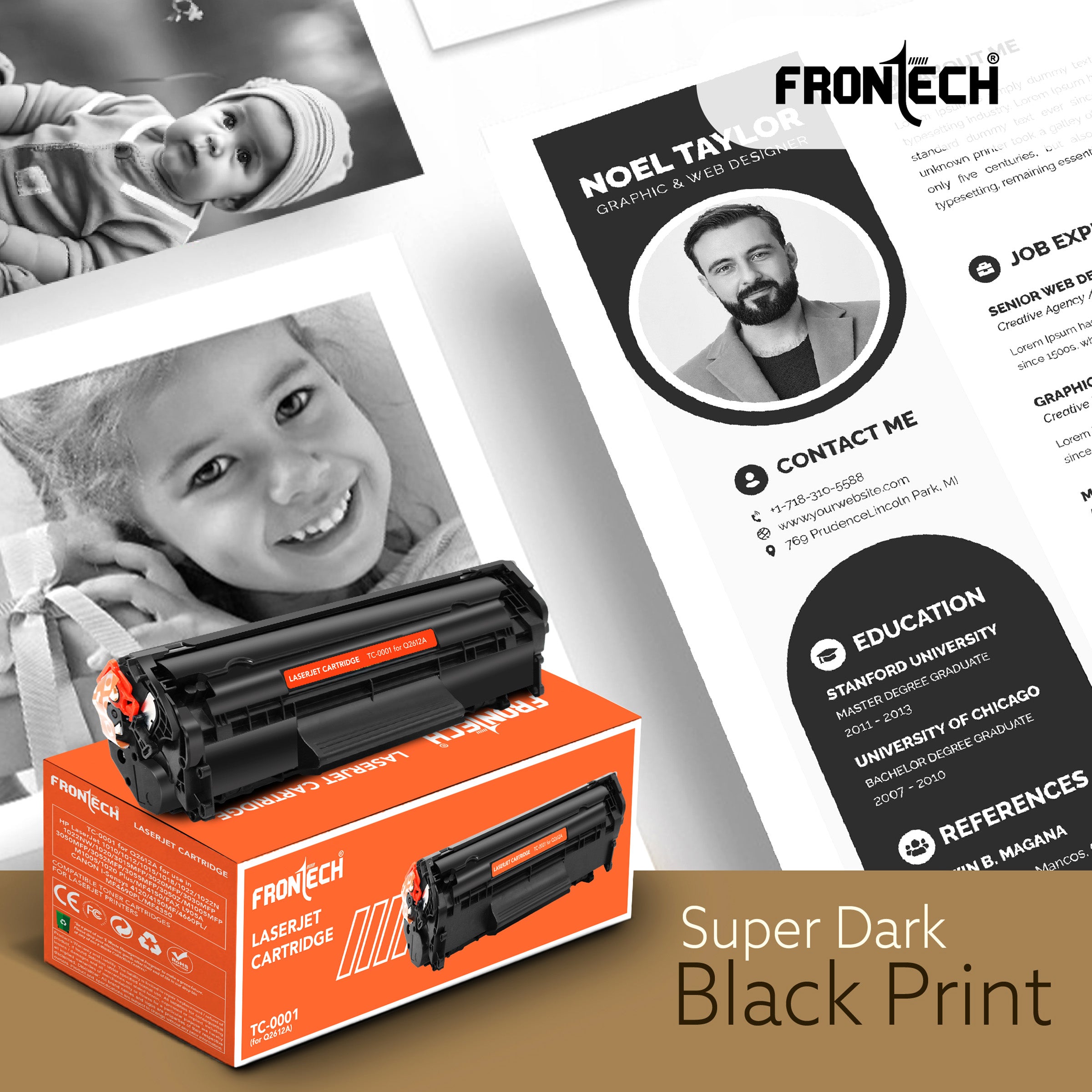 Frontech Q2612A Toner Cartridge | Compatible with HP LaserJet 1010-3050 Series (TC-0001)