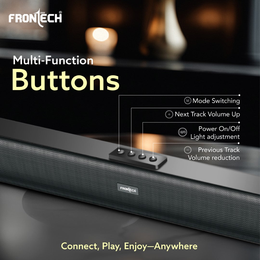 Frontech Mini Soundbar | Bluetooth 5.0, 1200mAh Battery, 30W Sound, TF Card Support (SW-0191)