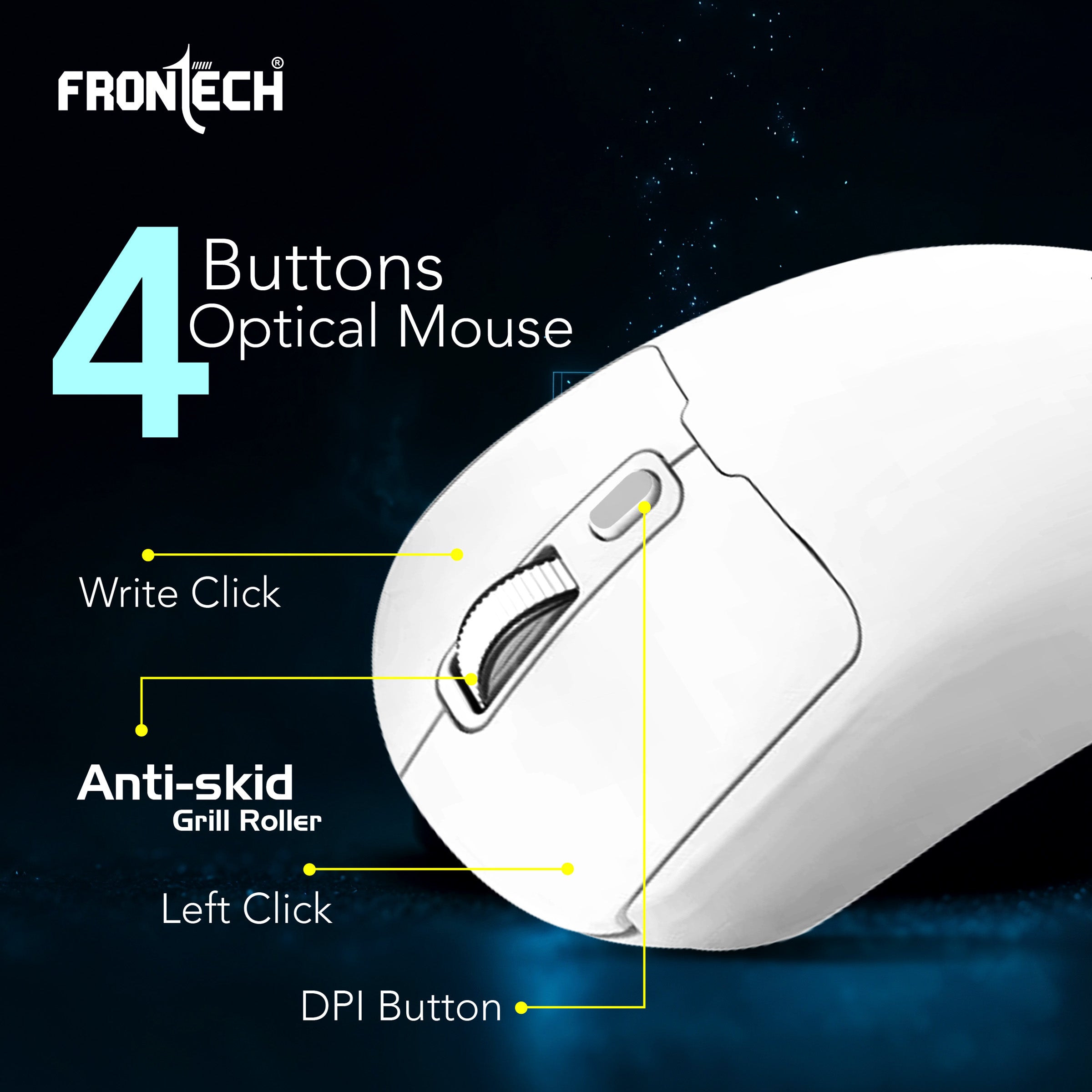 Frontech Dual Mode Wireless Optical Mouse | 2.4GHz + Bluetooth | Up to 1600 DPI | 4 Buttons | White | USB Nano Receiver | Ergonomic Grip | Multi-Device Compatibility (MS-0058W)